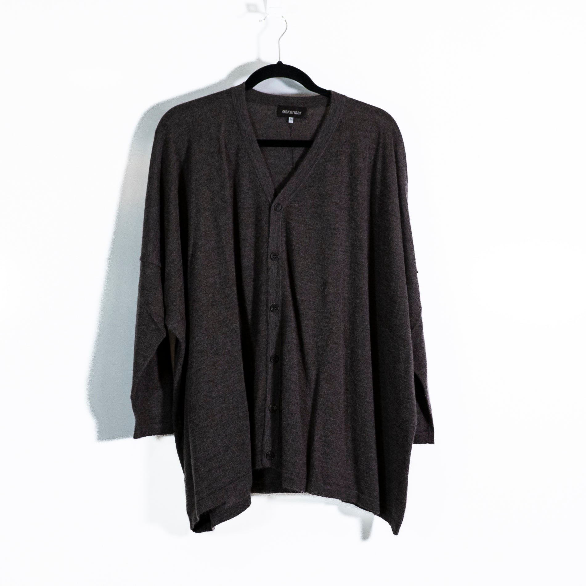 Eskandar Women's 100% Cashmere Knit Button Front Cardigan Sweater Brown OS