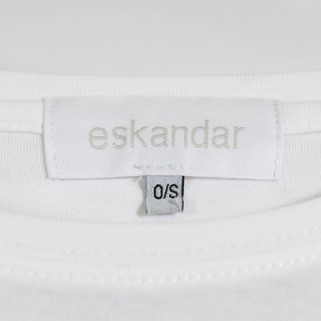 Eskandar Pima Cotton Crew Neck Half Sleeve Tee Shirt Solid White OS