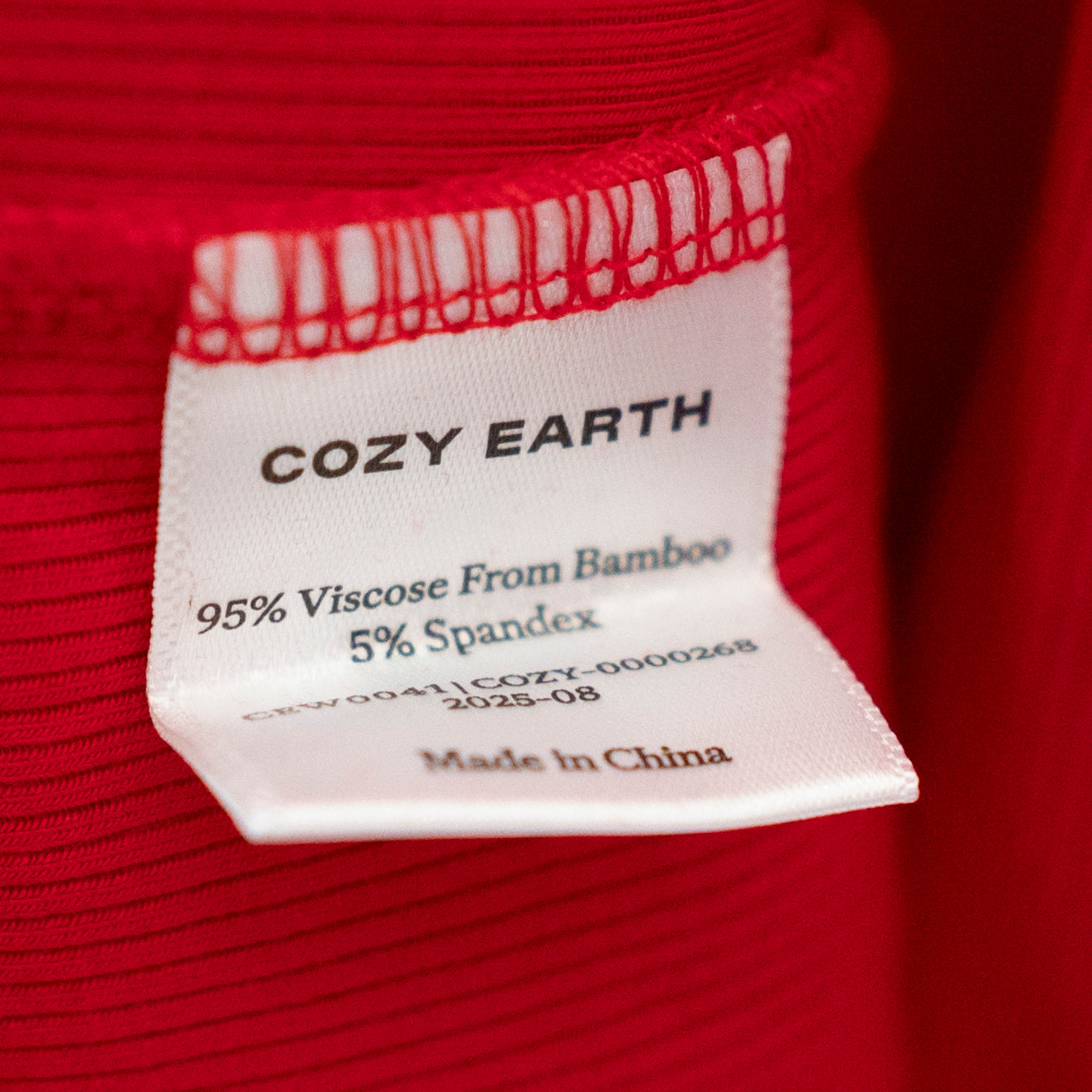 NEW Cozy Earth Bamboo Rib Knit Stretch Boyfriend Pullover Sleep Dress Crimson M