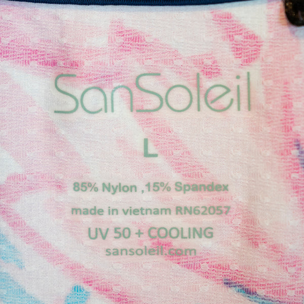 SanSoleil Women's Floral Flower Print Pattern Long Sleeve Quarter Zip Golf Shirt