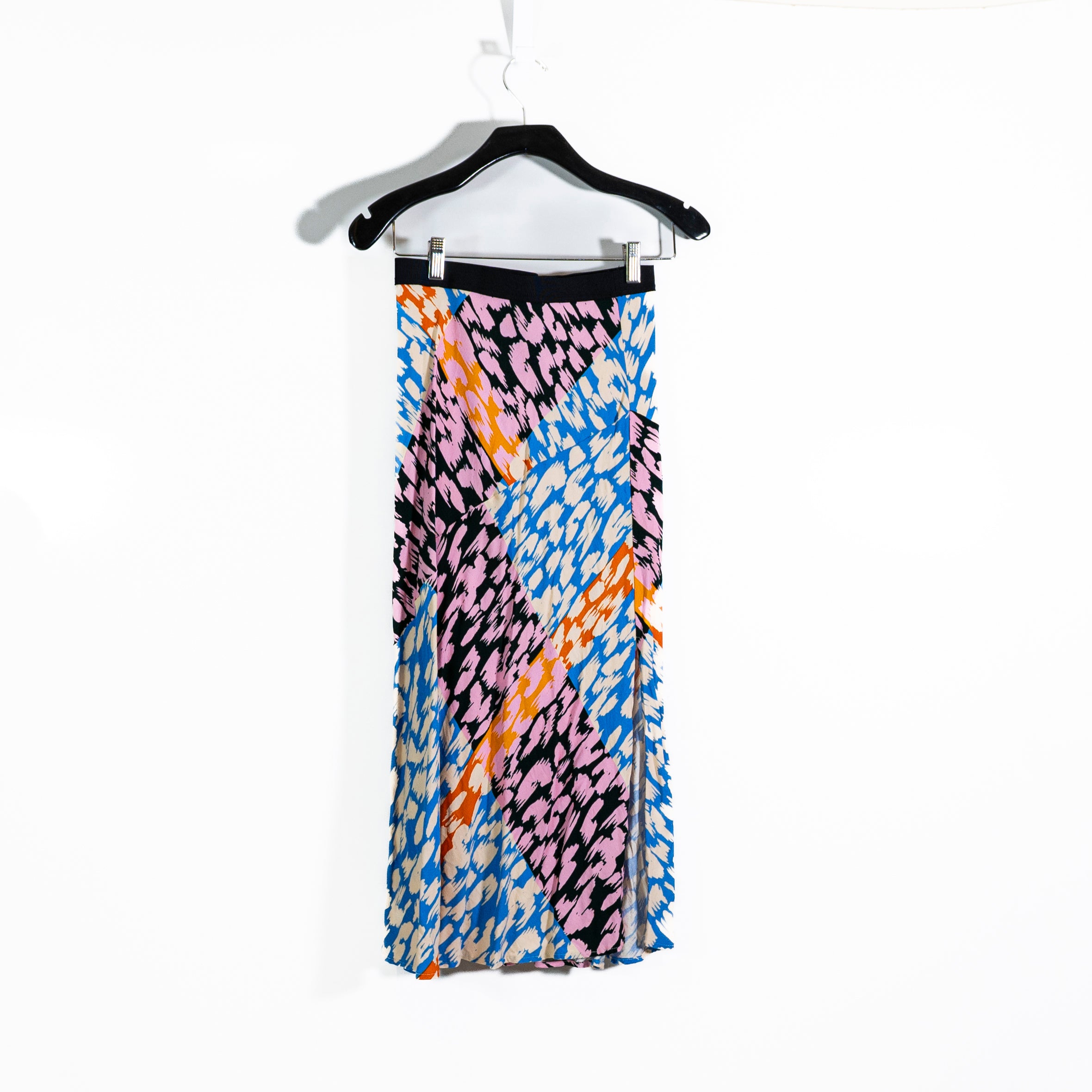Corey Lynn Calter Satin Animal Print Pattern Bias Cut Midi Skirt XS