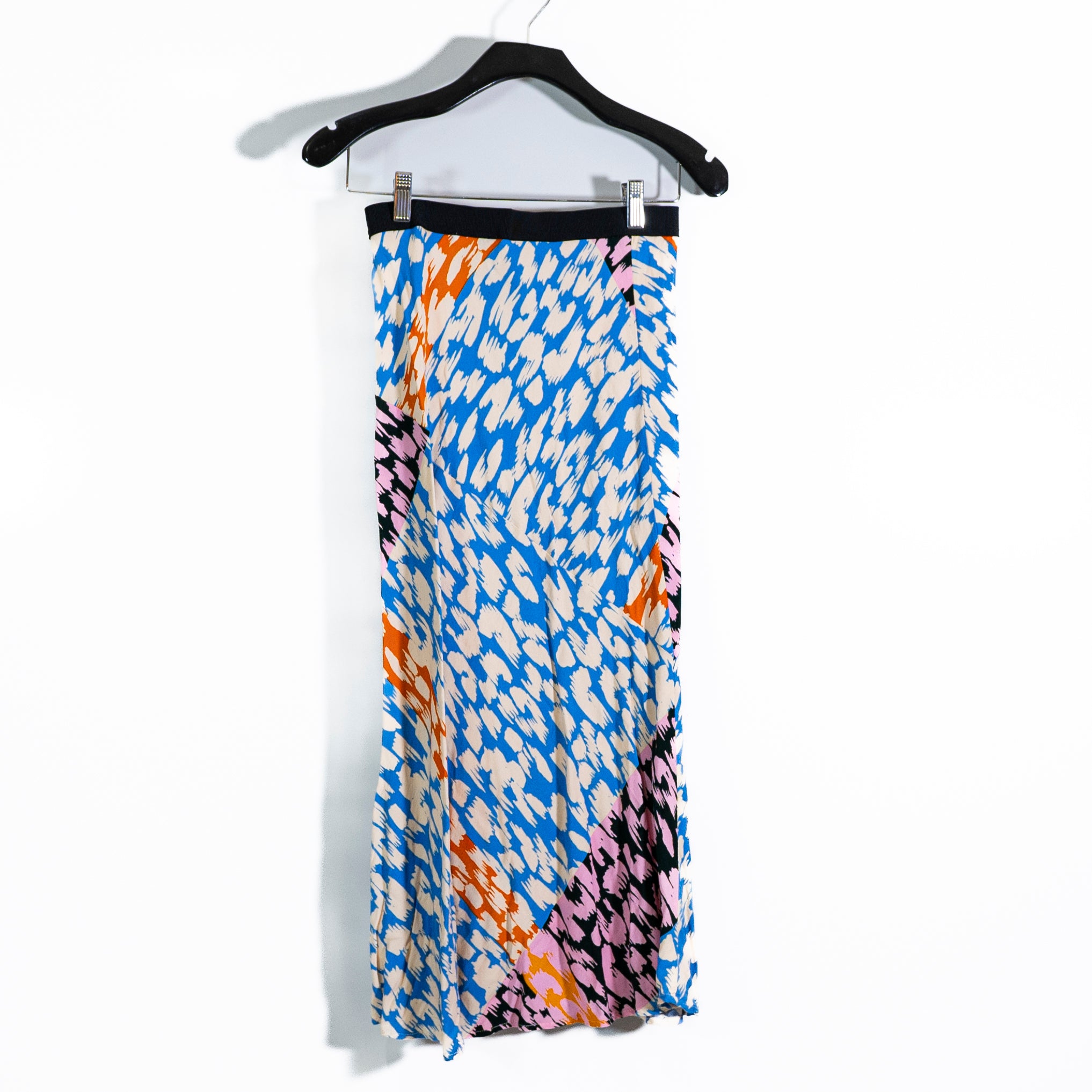 Corey Lynn Calter Satin Animal Print Pattern Bias Cut Midi Skirt XS