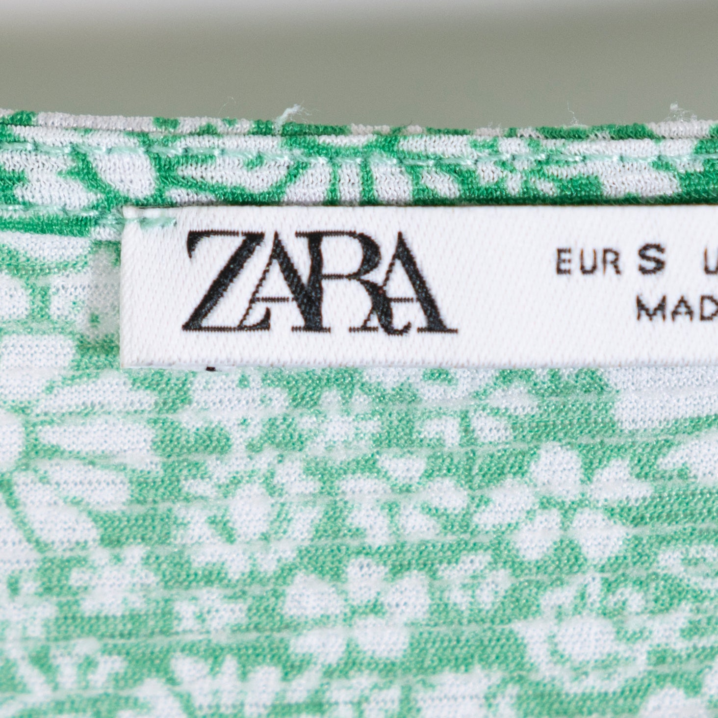 Zara Green White Floral Flower Print Pattern V Neck Tiered Pullover Maxi Dress S
