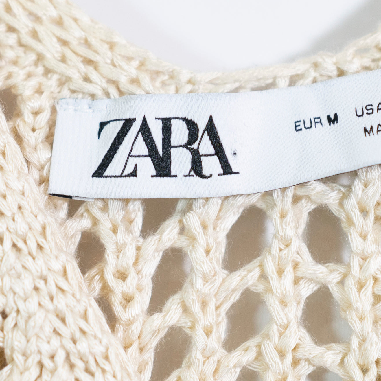 Zara Crochet Knit Floral Flower Embroidered Applique Sleeveless Tank Top Medium