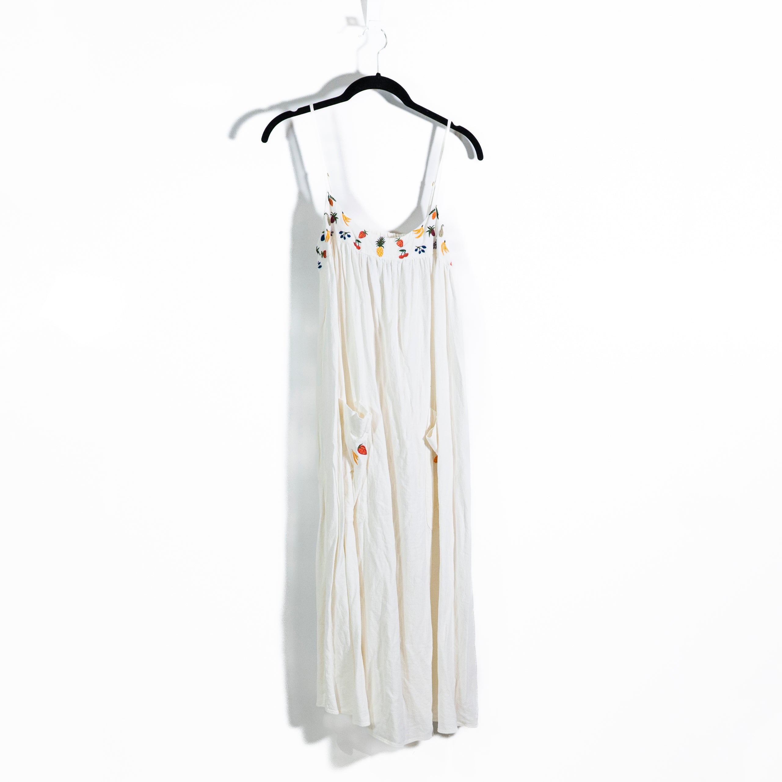 Madewell Fresca Fruit Embroidered Pullover Scoop Neck Midi Dress White Small