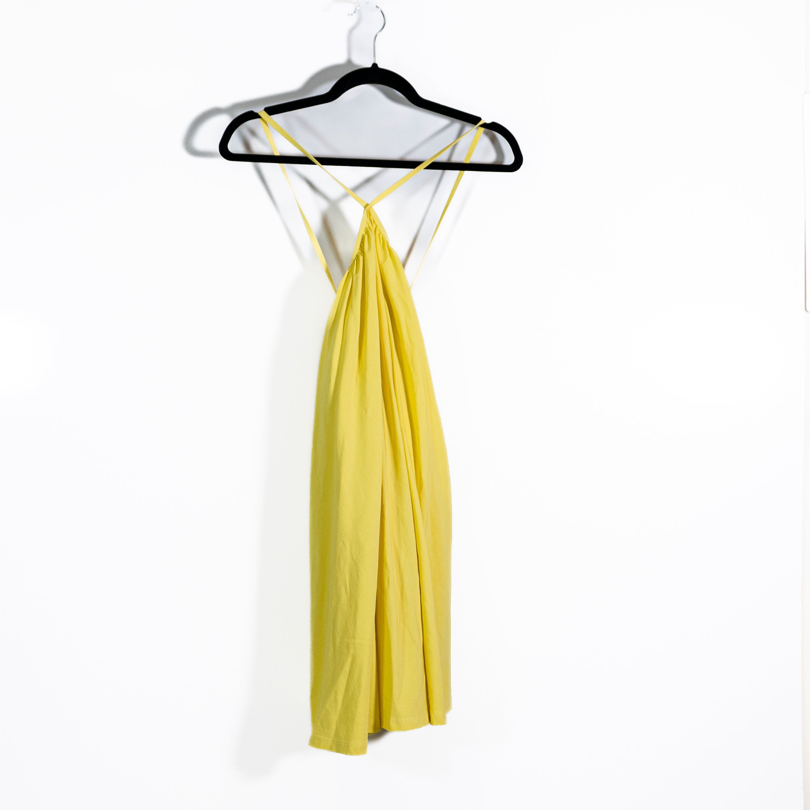 Zara Women's High Neck Cross Strap Back Sleeveless Mini Tank Dress Yellow Small