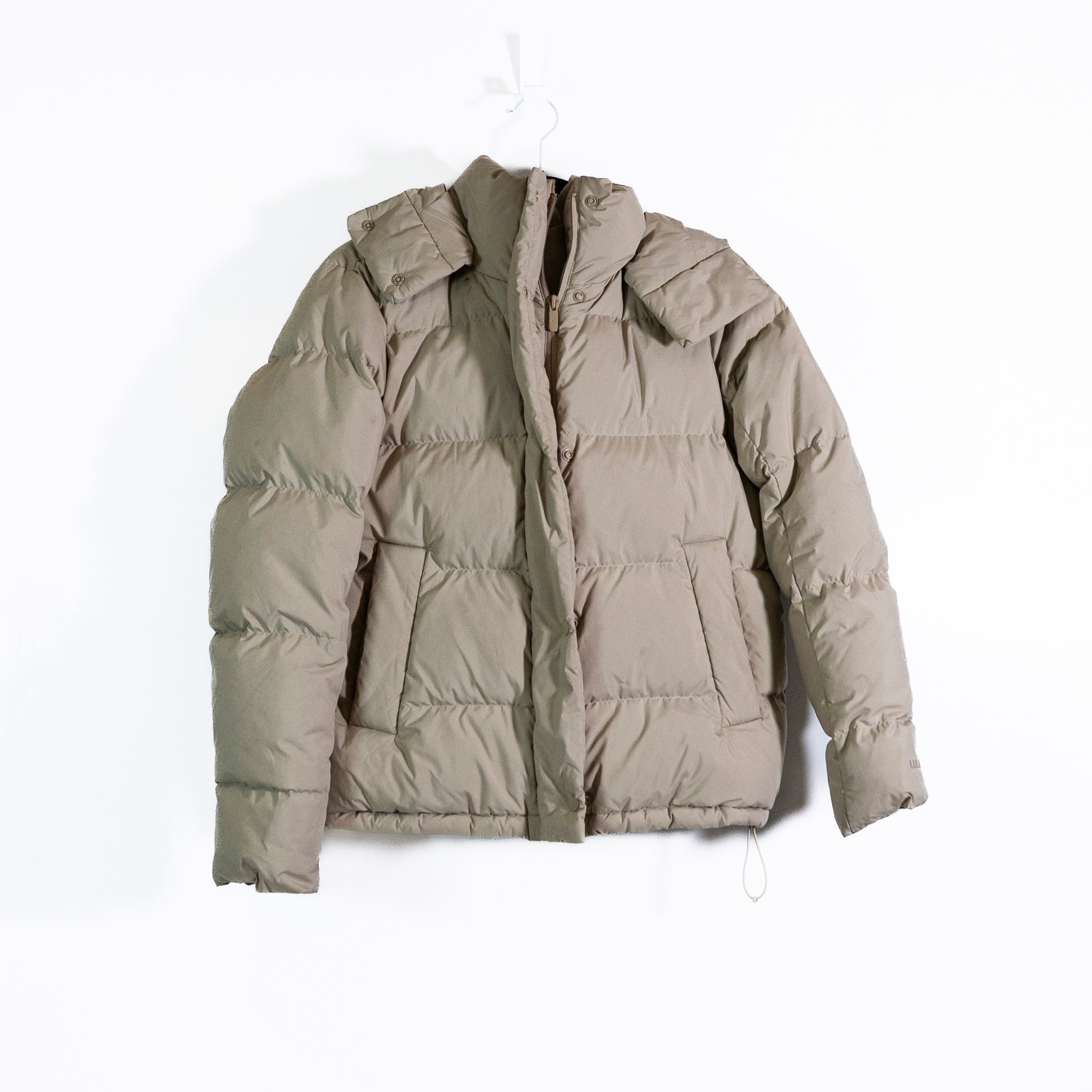 Lululemon Wunder Puff Goose Down Quilted Full Zip Jacket Heathered Raw Linen M
