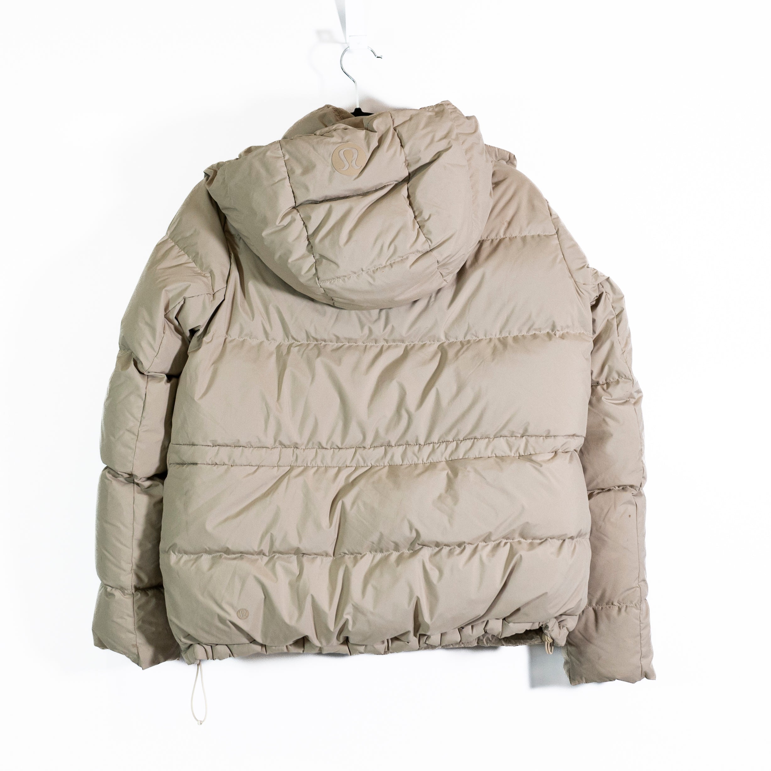Lululemon Wunder Puff Goose Down Quilted Full Zip Jacket Heathered Raw Linen M