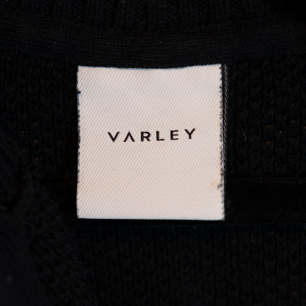 Varley Cooper Textured Cotton Knit Stretch Quarter Zip Pullover Sweater Black XS