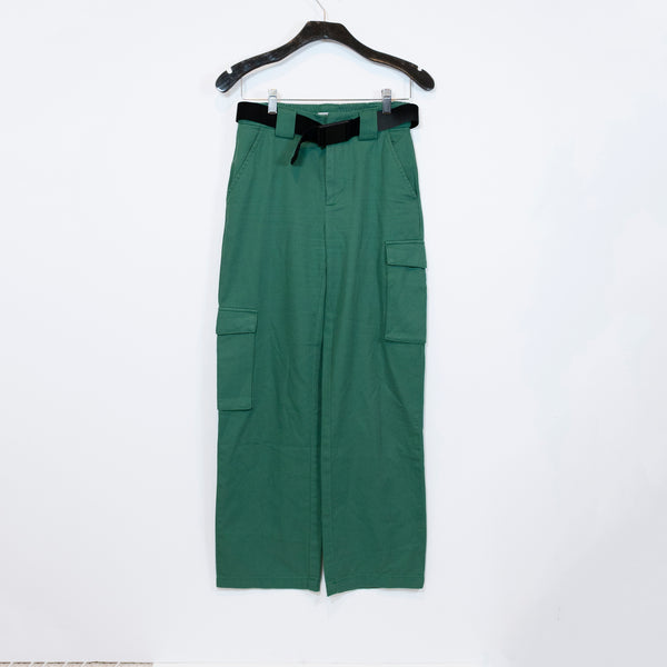 TNA Aritzia Cargo Belted Straight Leg Multi Pocket Cotton Casual Pants Green XS