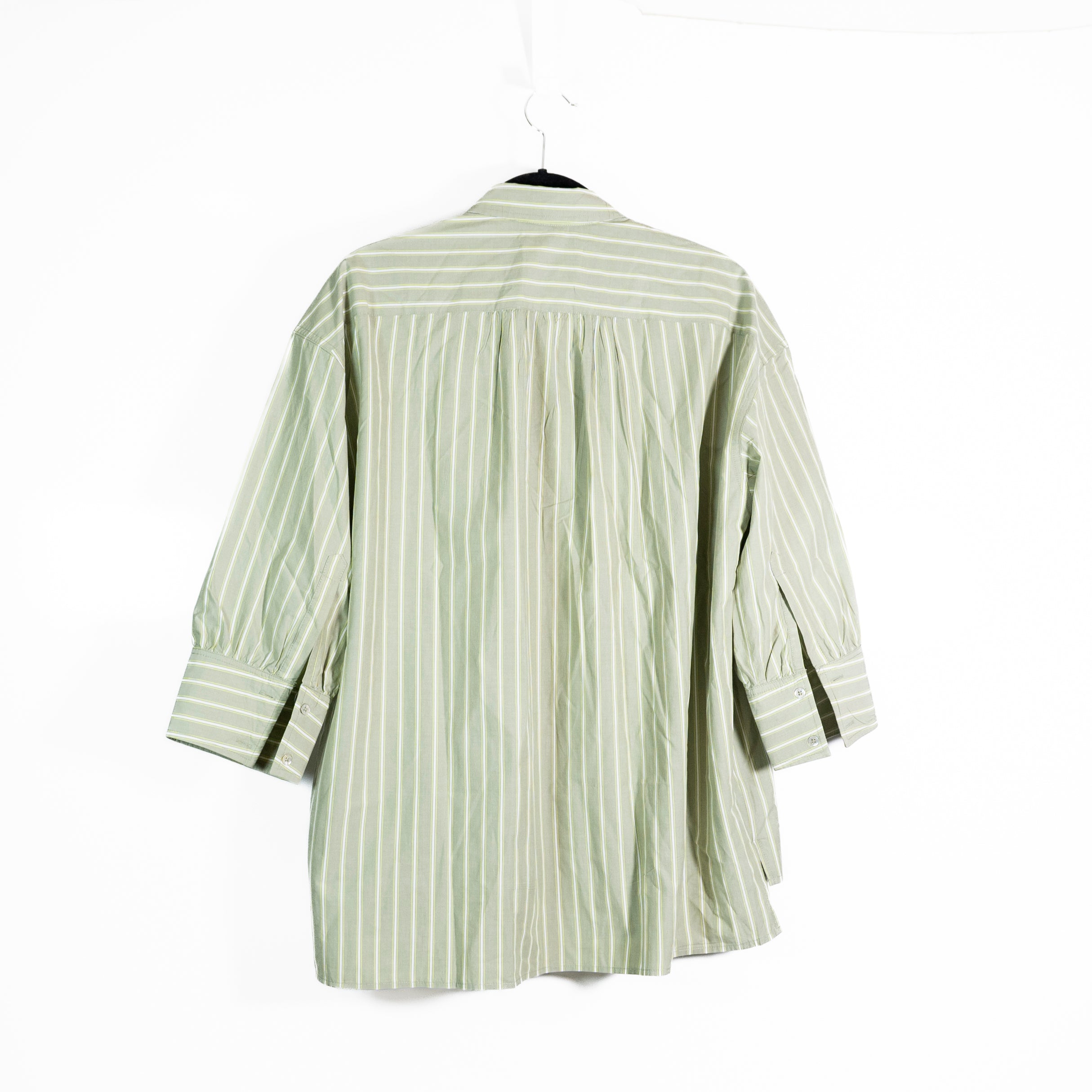 Pomander Place Adair Cotton Poplin Collared Button Front Stripe Boyfriend Shirt