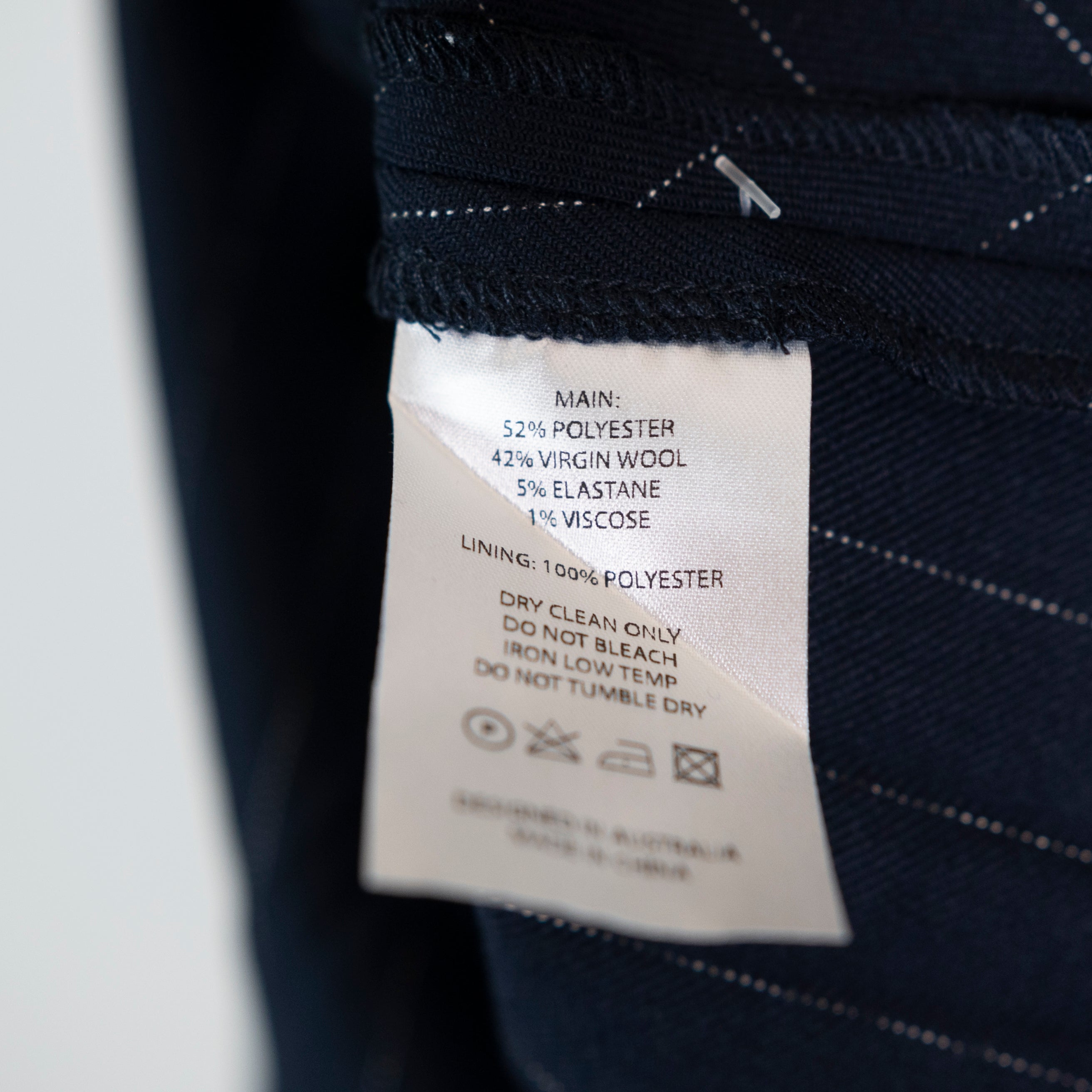 NEW Anna Quan Virginia Wool Blend Stretch Wrap Pleated Skirt Chalk Stripe Navy 8