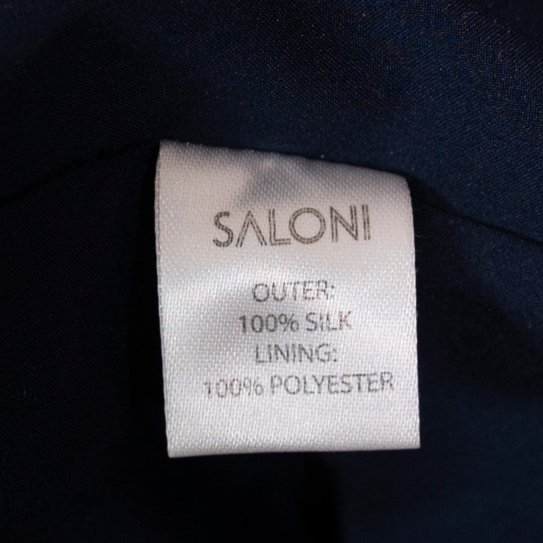Saloni Bianca Silk Chiffon Mix Print Pattern Cap Short Sleeve Midi Dress 8