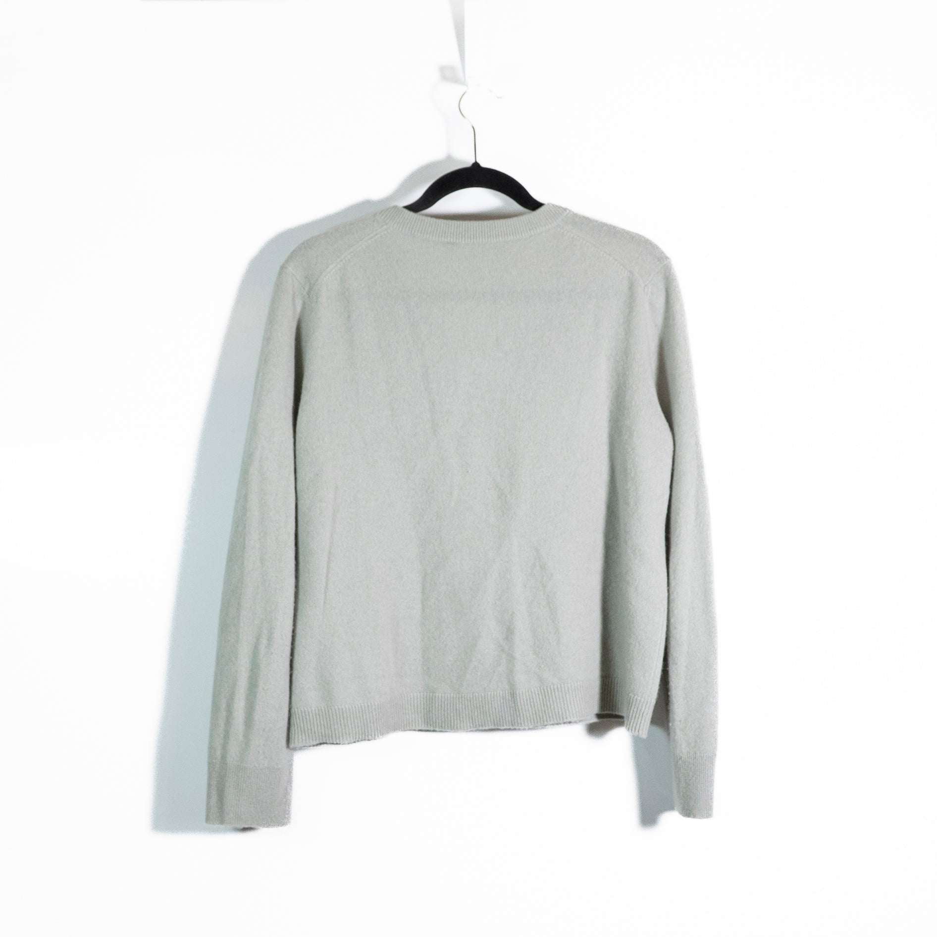 Jenni Kayne Flynn 100% Cashmere Knit Stretch V Neck Pullover Sweater Gray Small