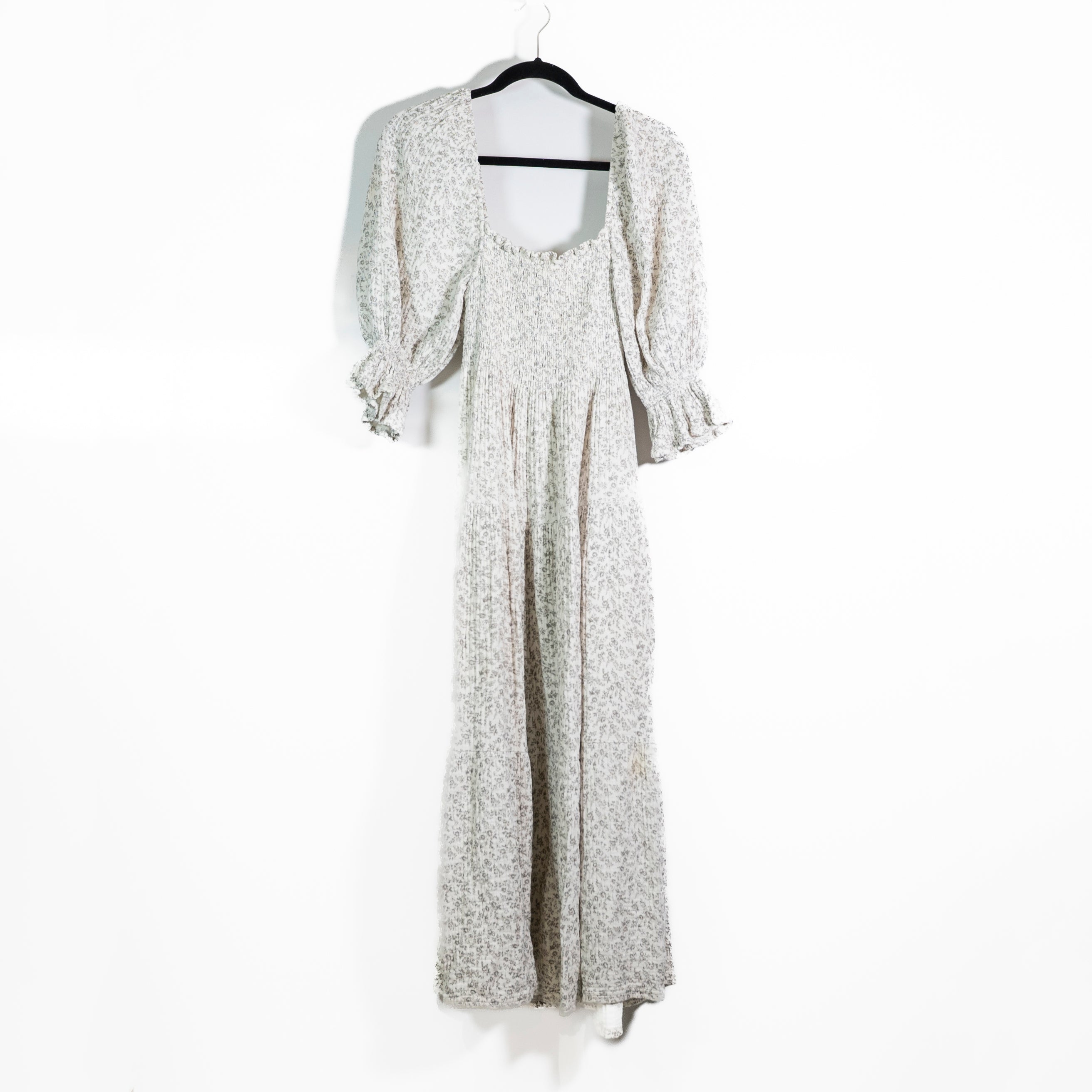 Nothing Fits But Kiko Cotton Modal Stretch Knit Smocked Tiered Maxi Dress Small