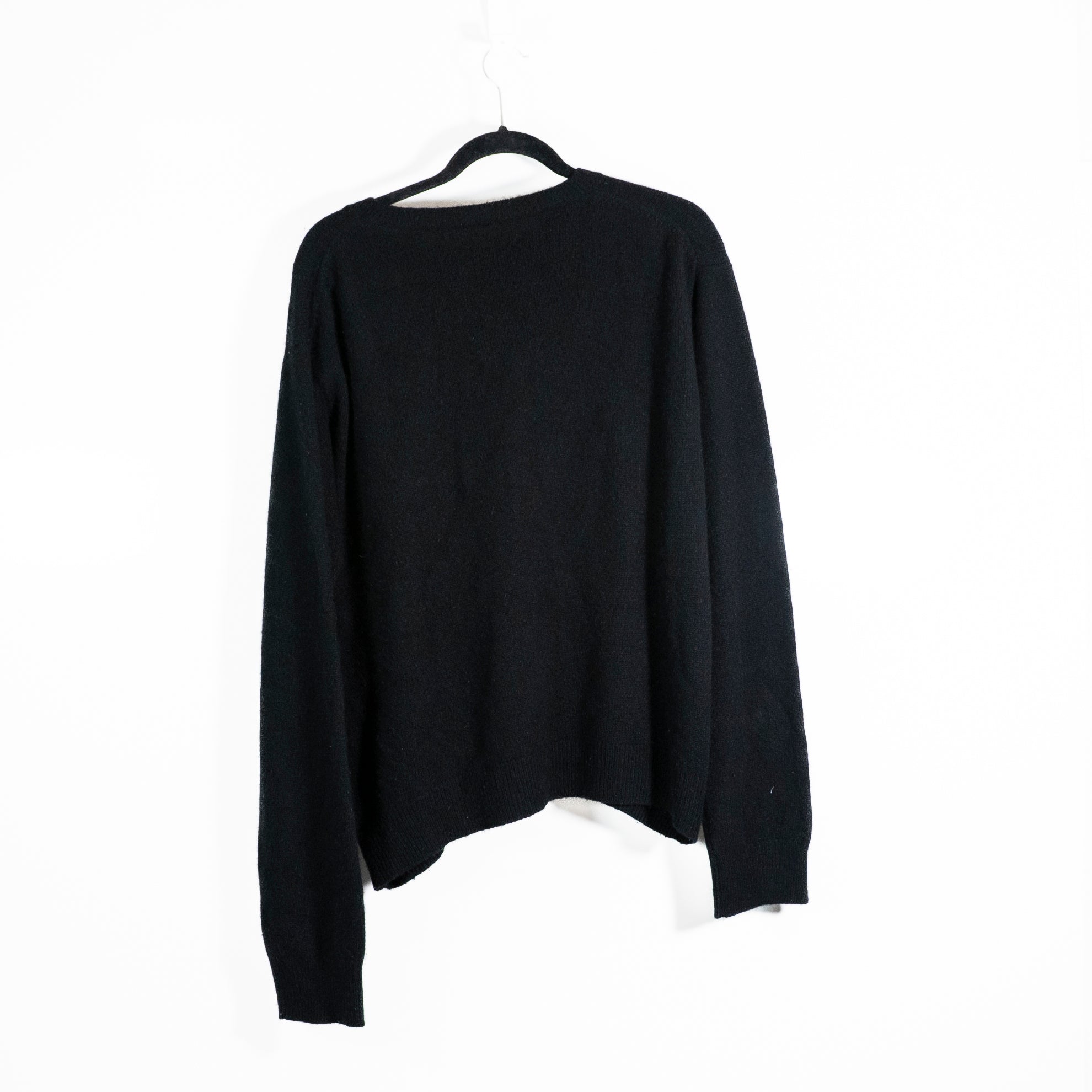 Eterne 100% Cashmere Knit Stretch Crew Neck Pullover Sweater Black XS/S