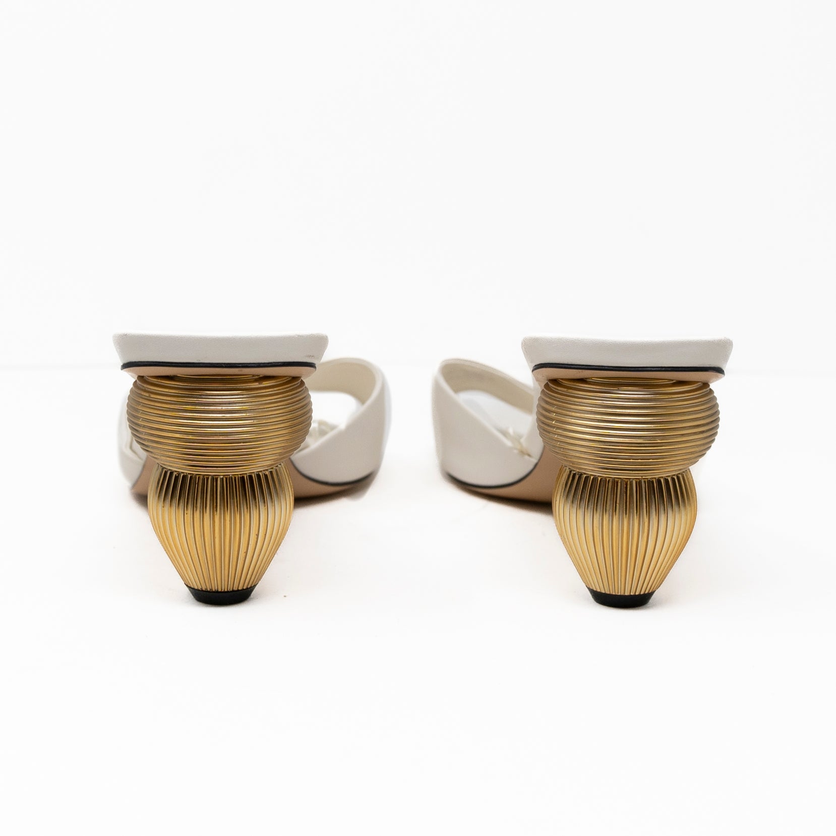 Zara Leather Square Open Toe Sculptural High Heel Sandals Shoes White Gold 11