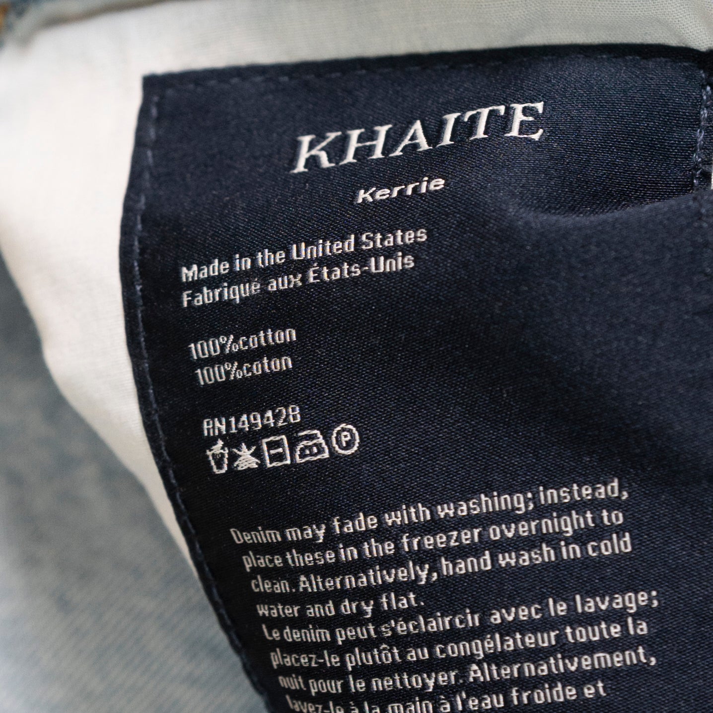 Khaite Kerrie Cotton Mid Rise Wide Leg Denim Jeans Light Wash 29