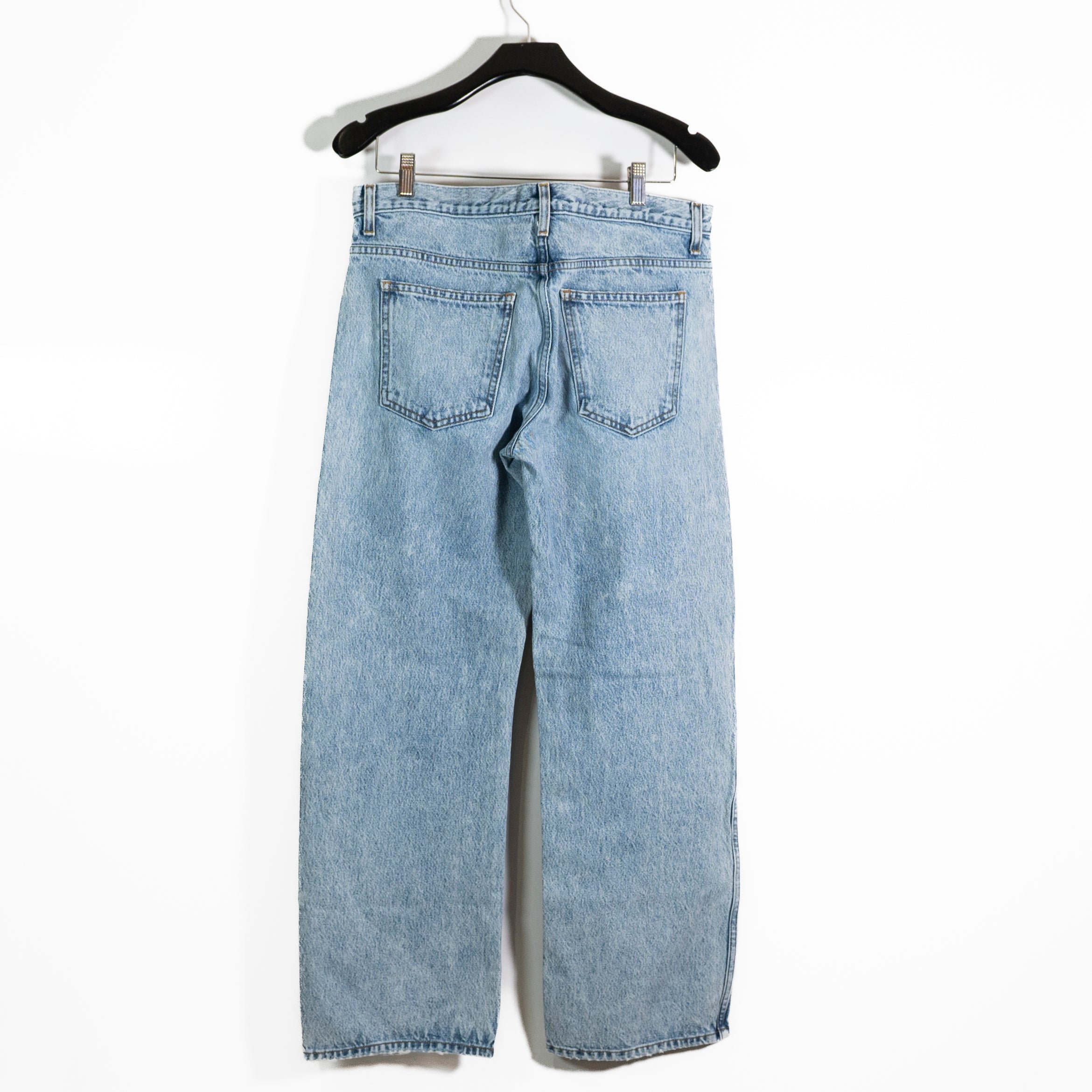 Khaite Kerrie Cotton Mid Rise Wide Leg Denim Jeans Light Wash 29