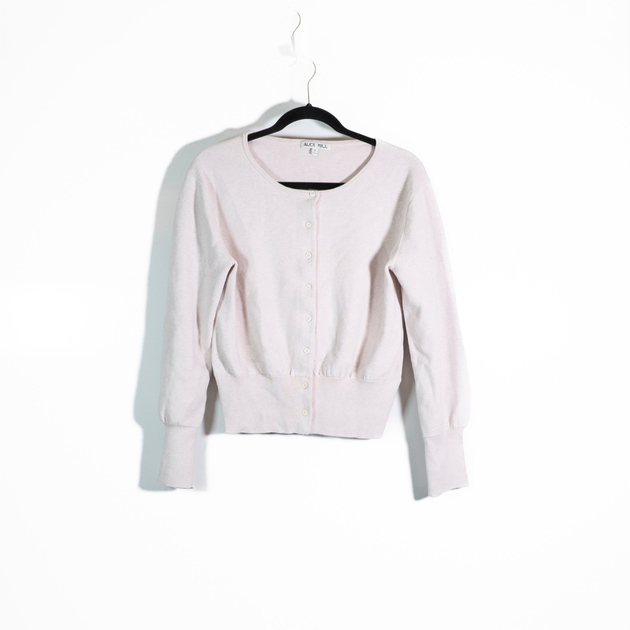 Alex Mill Women's Cotton Cashmere Knit Button Front Cardigan Sweater Pink Medium