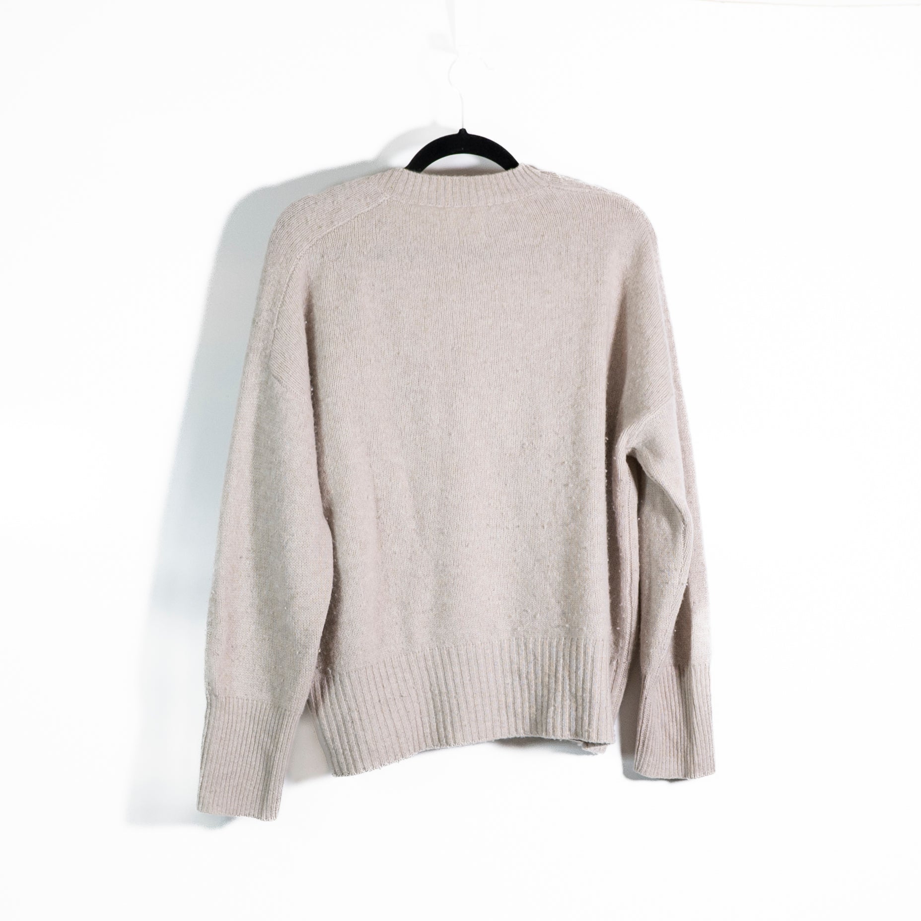 Almada 100% Organic Cashmere Knit Stretch Crew Neck Pullover Sweater Neutral M