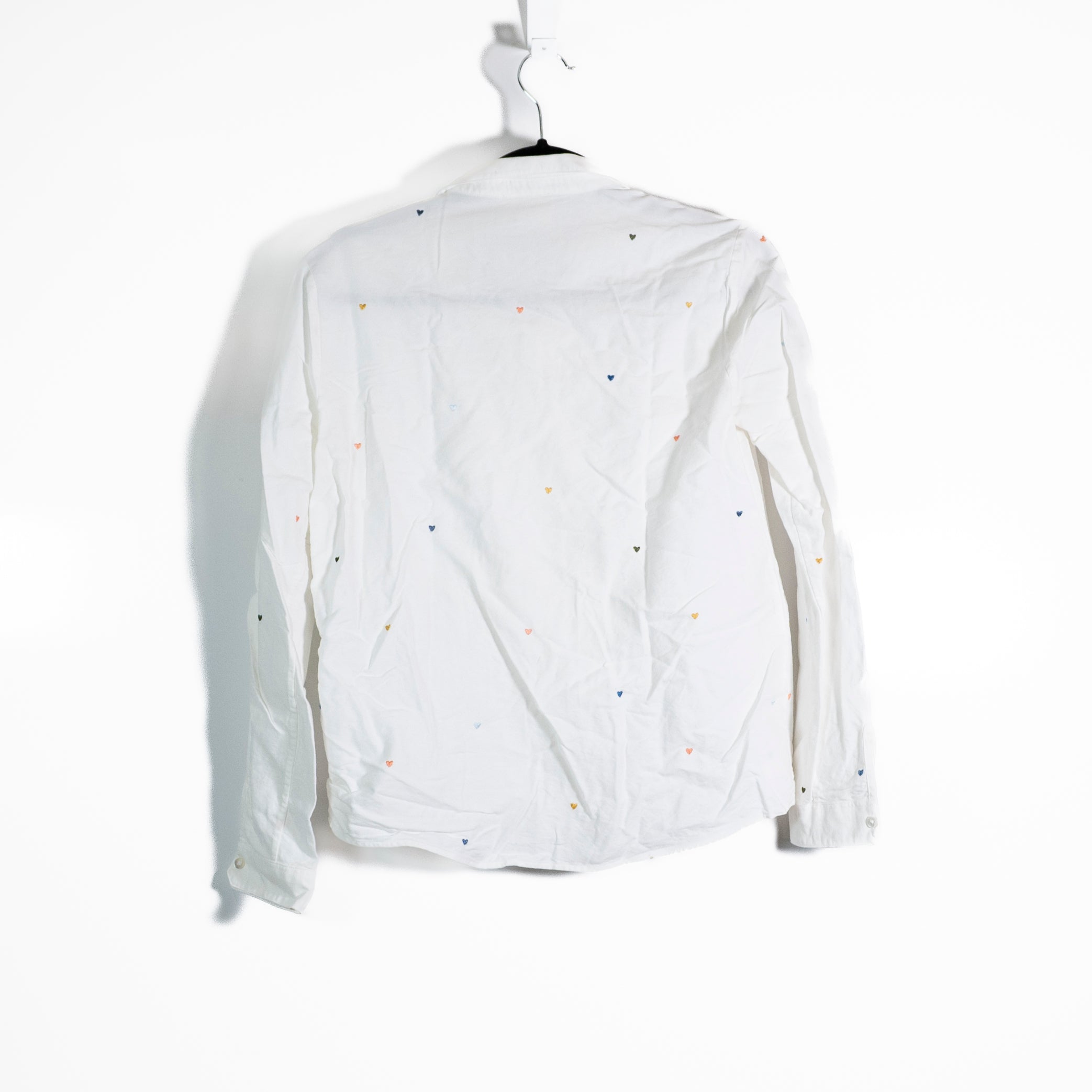 Sezane Tomboy Cotton Collared Long Sleeve Button Down Dress Shirt Hearts Small