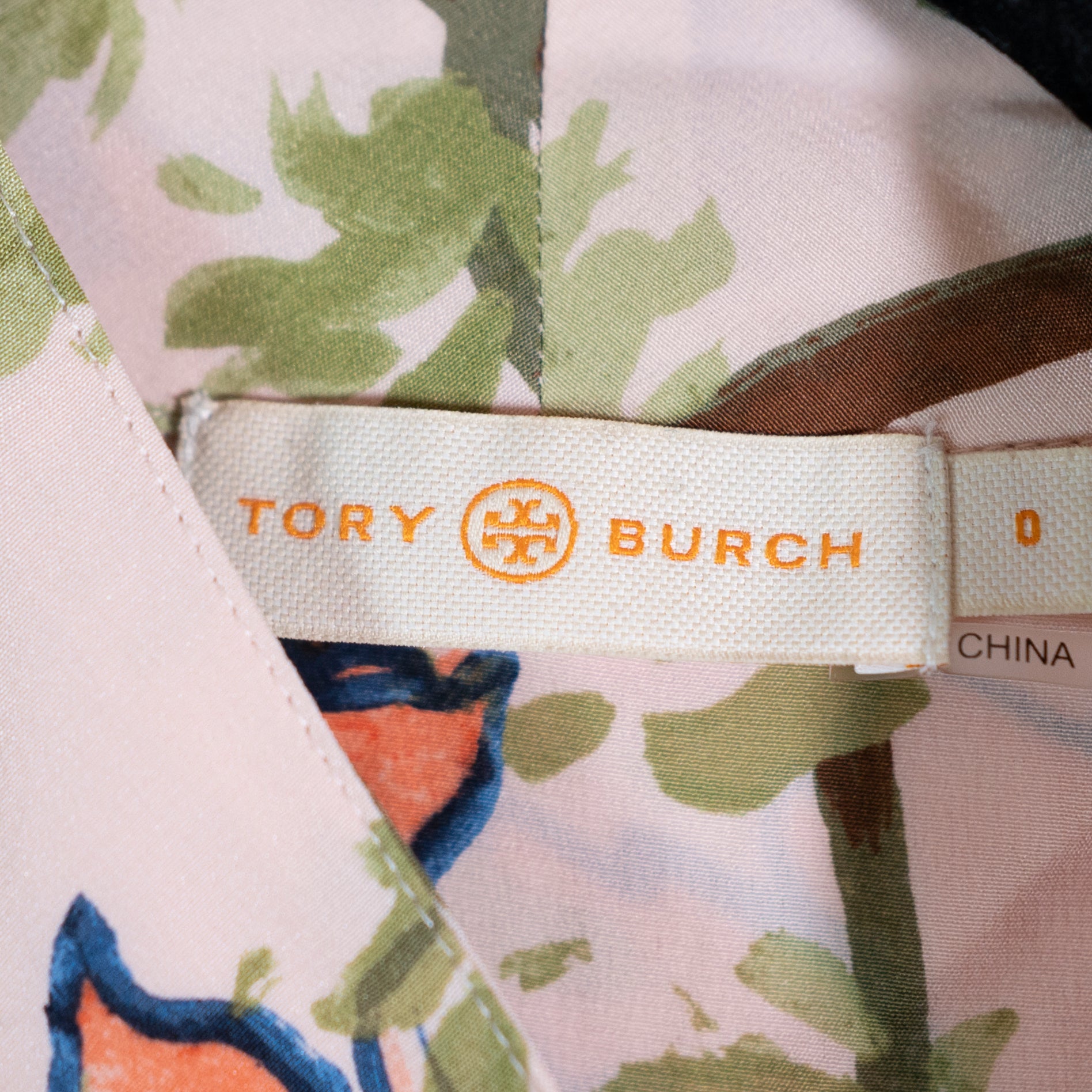 Tory Burch Silk Chiffon Tie Neck Sleeveless Floral Flower Print Pattern Blouse 0