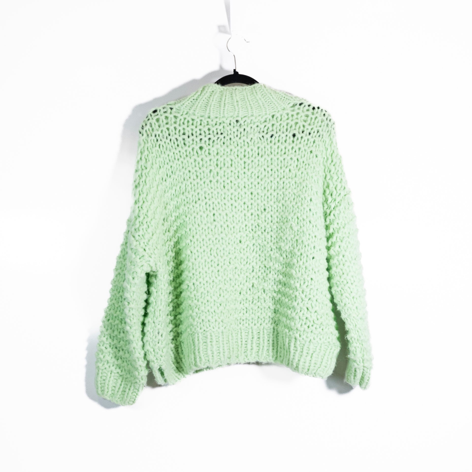 Stella Nova Women's Alpaca Chunky Knit Neon Green Mock Neck Pullover Sweater S