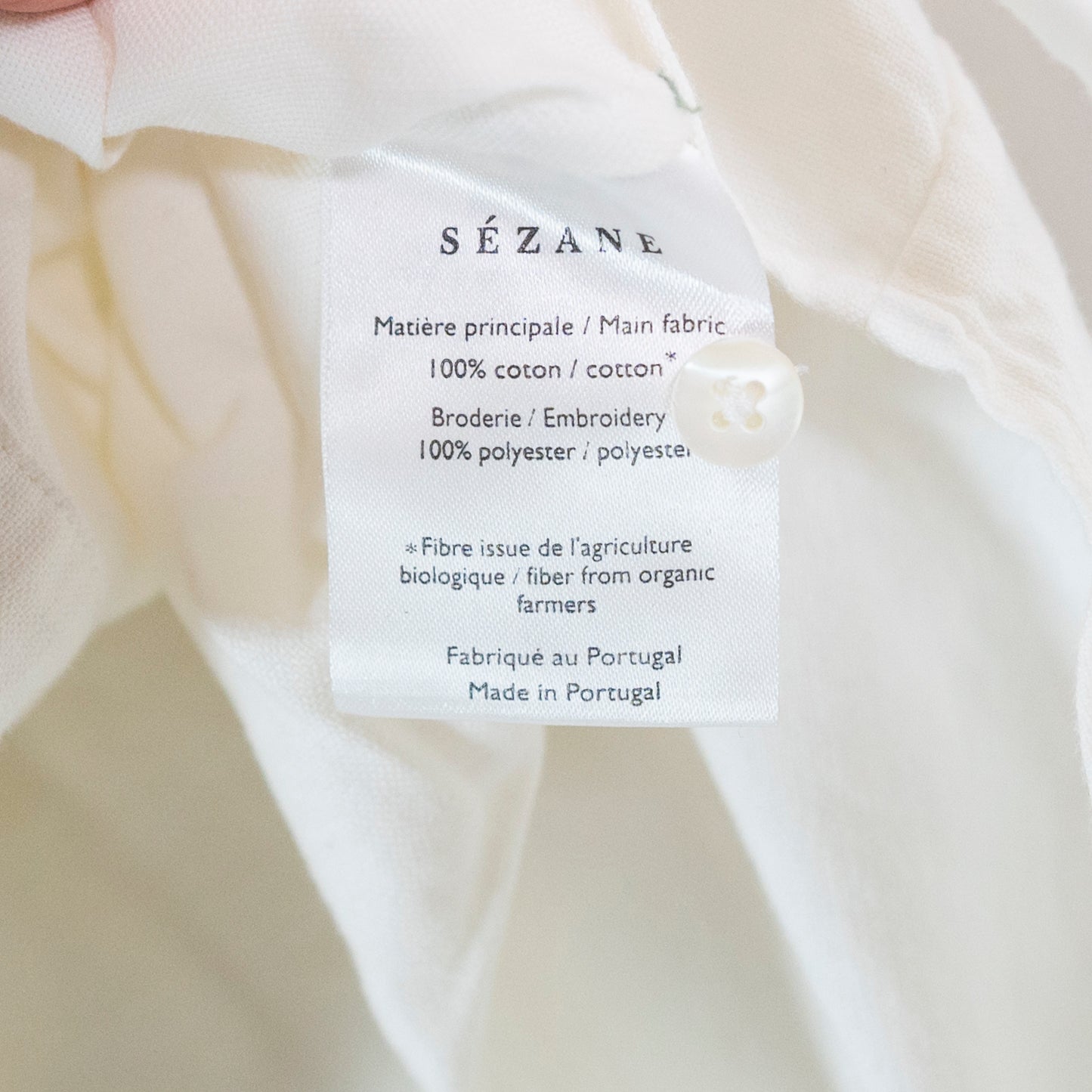 Sezane Tomboy Cotton Collared Long Sleeve Button Down Shirt Blue Hearts Small