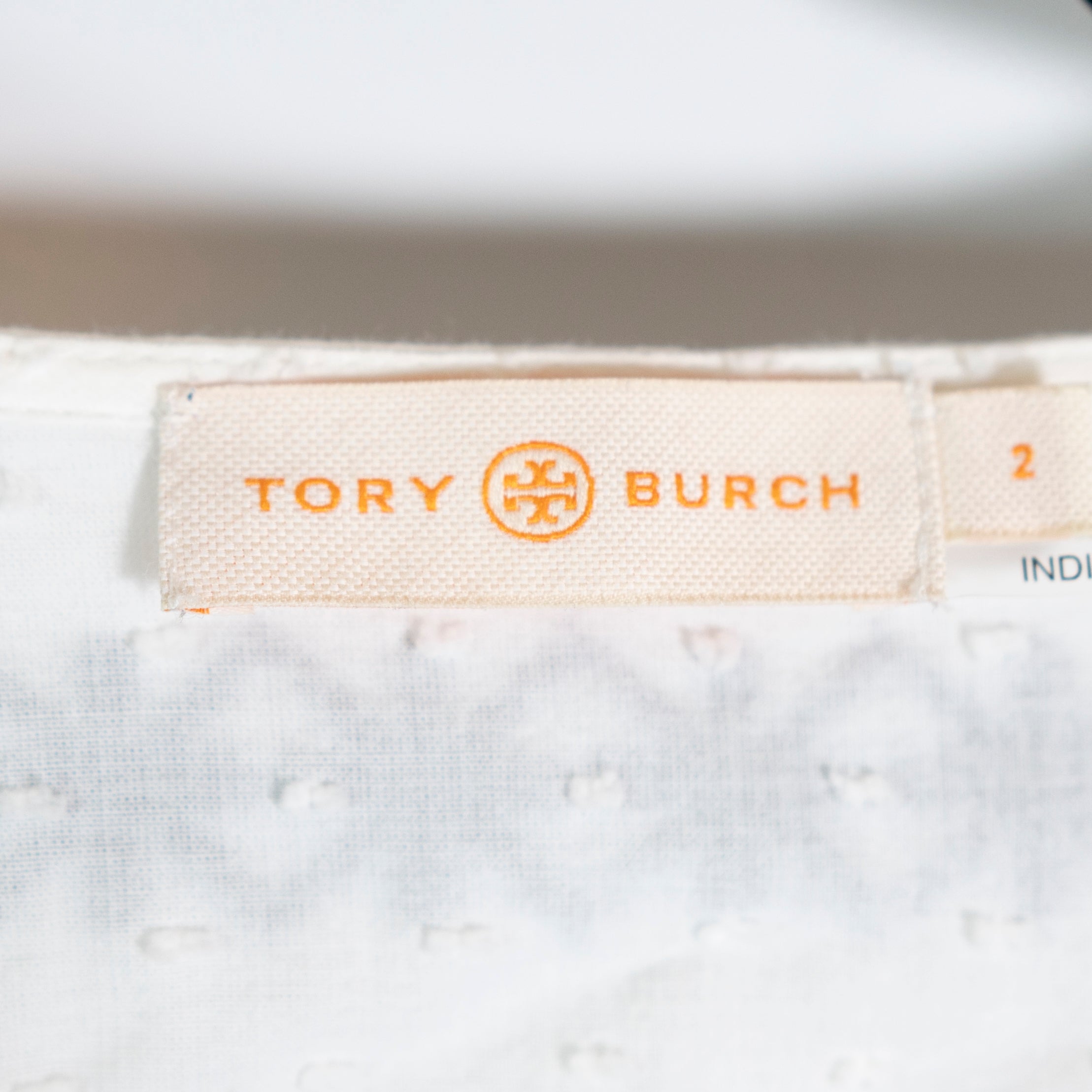 Tory Burch Jasmine Cotton Floral Embroidered Pull Over Mini Tunic Dress White 2