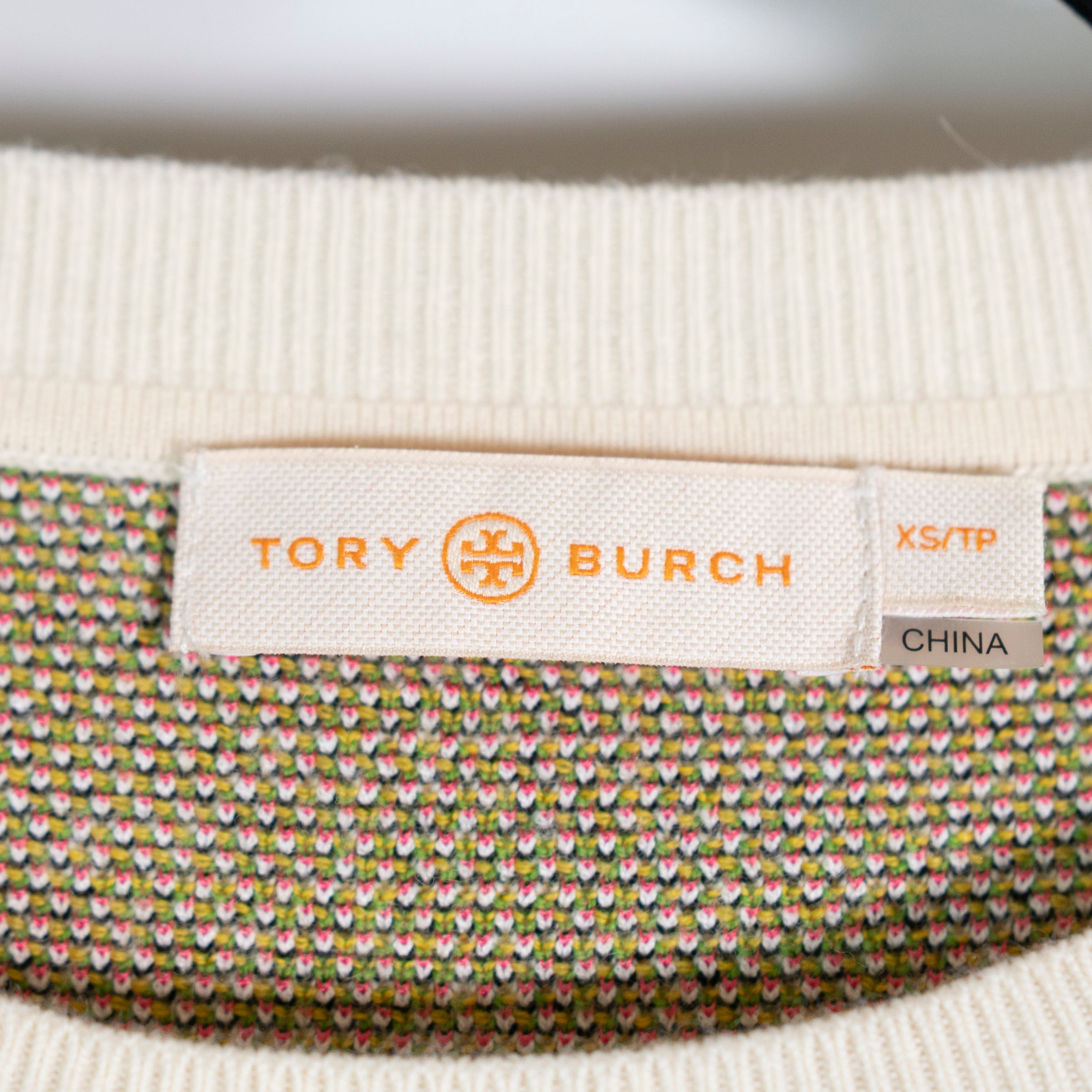 Tory Burch Wool Floral Flower Print Pattern Beaded Embroidered Pullover Sweater