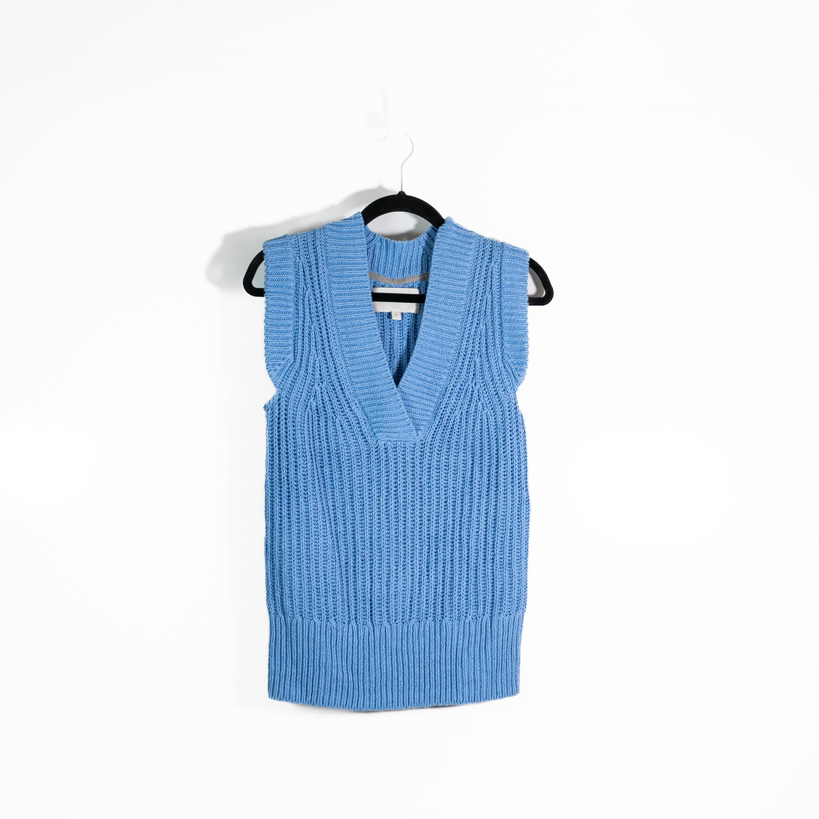 Brochu Walker Women's The Uma Linen Cotton Knit Sleeveless V Neck Sweater Blue S