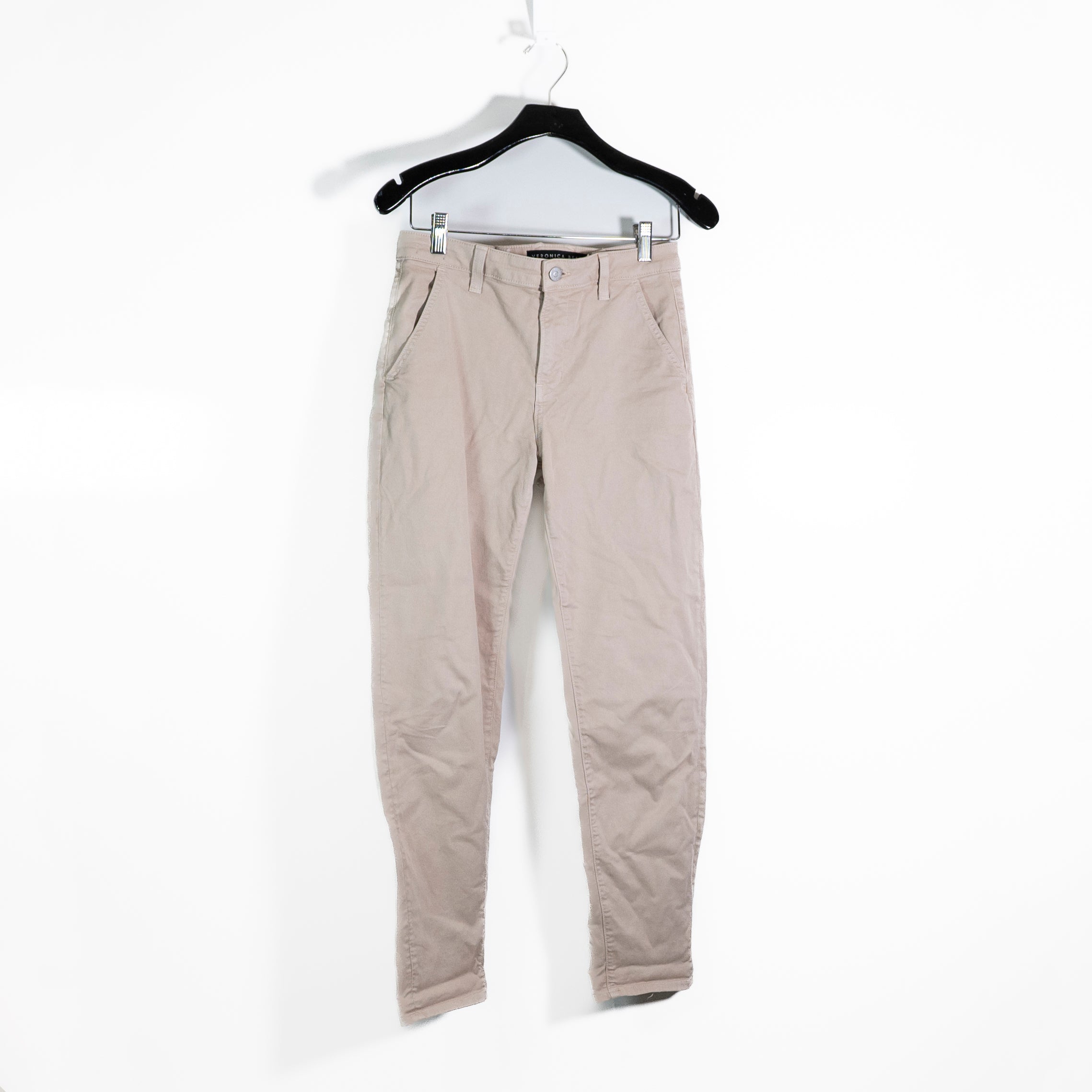 Veronica Beard Jeans Women's Ayla Cotton Stretch Ankle Crop Chino Khaki Pants 2
