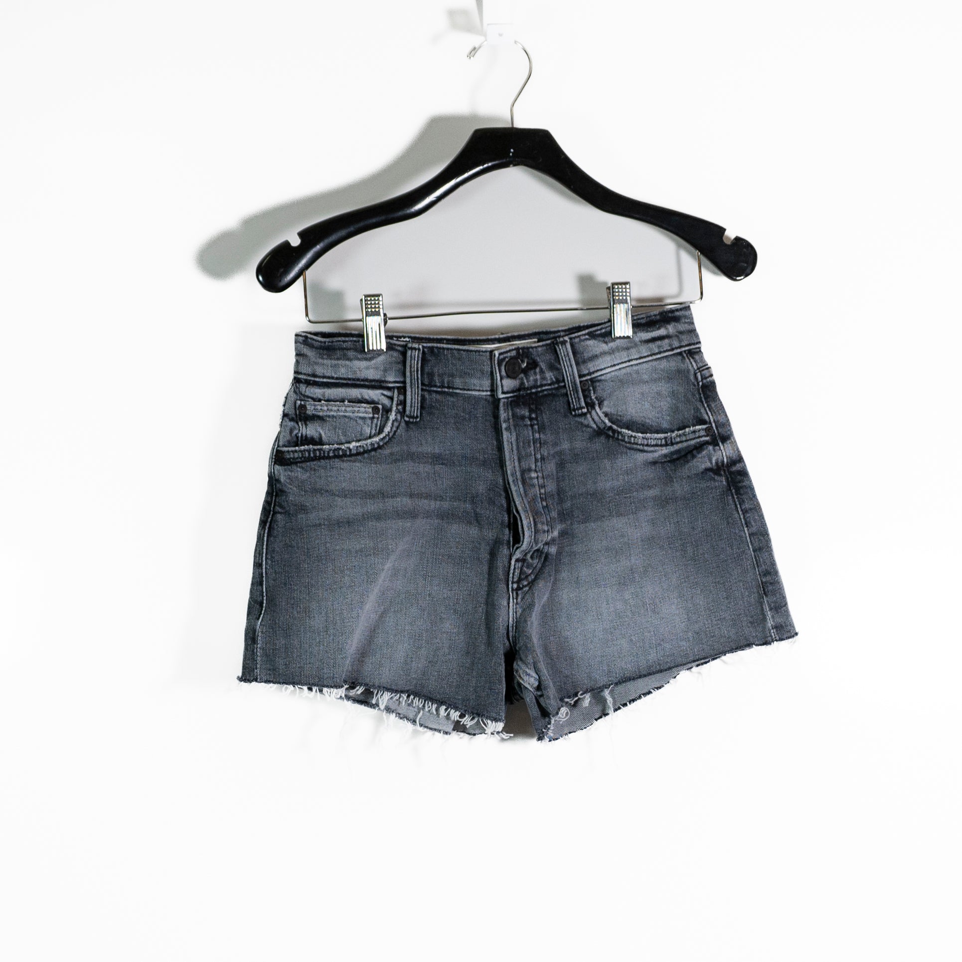 Mother Denim The Tomcat Kick Fray Cut Off High Waisted Jean Shorts Acid Wash 26