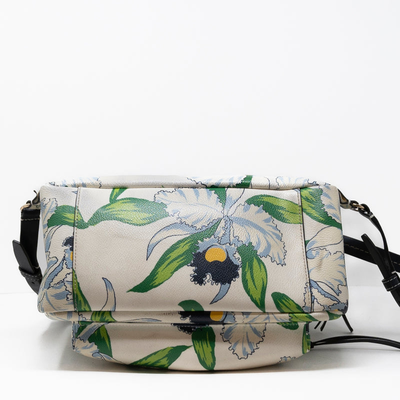 Tory Burch Kerrington Laguna Tropical Floral Flower Print Leather Backpack Bag