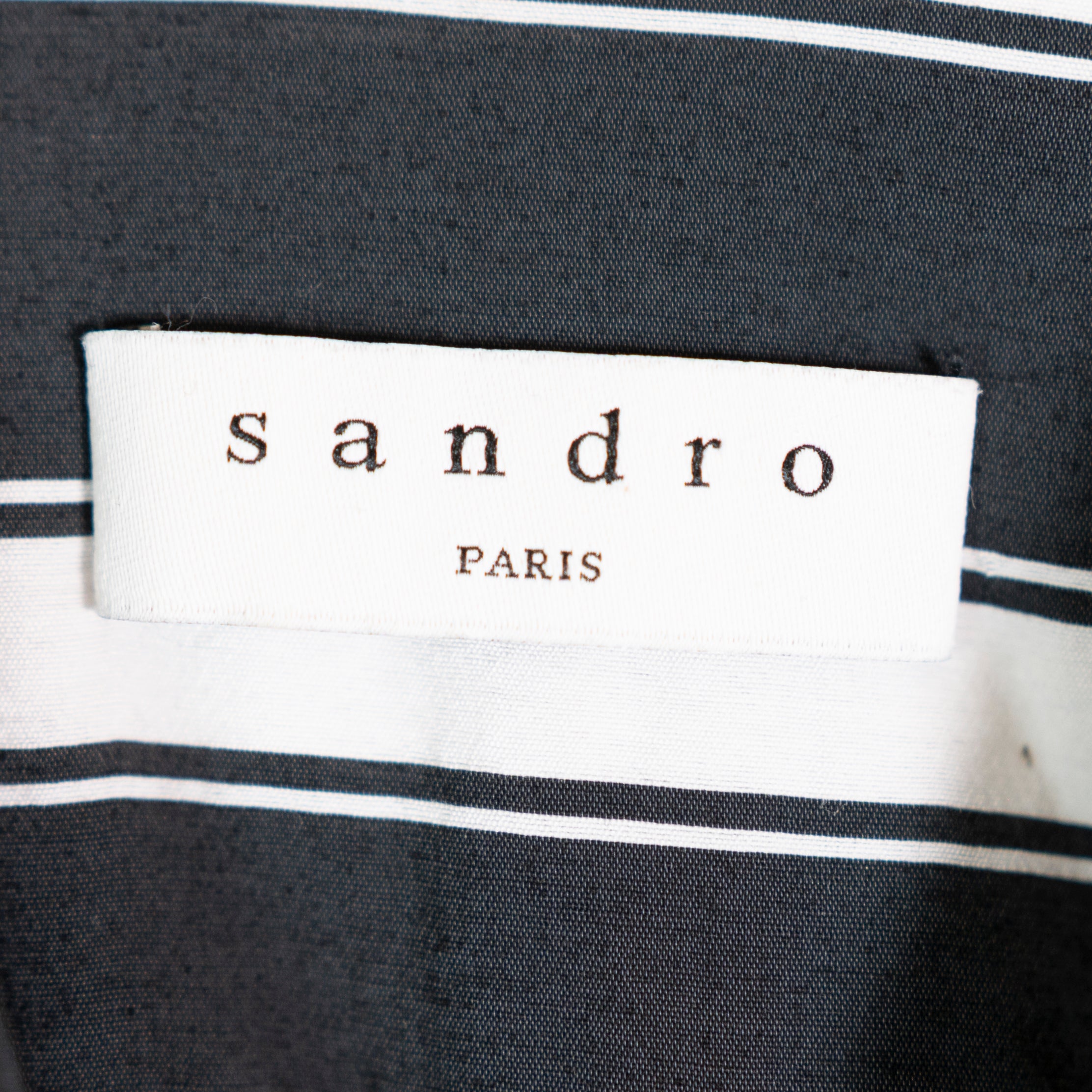 Sandro Black White Asymmetrical Stripe Button Midi Shirt Dress Small