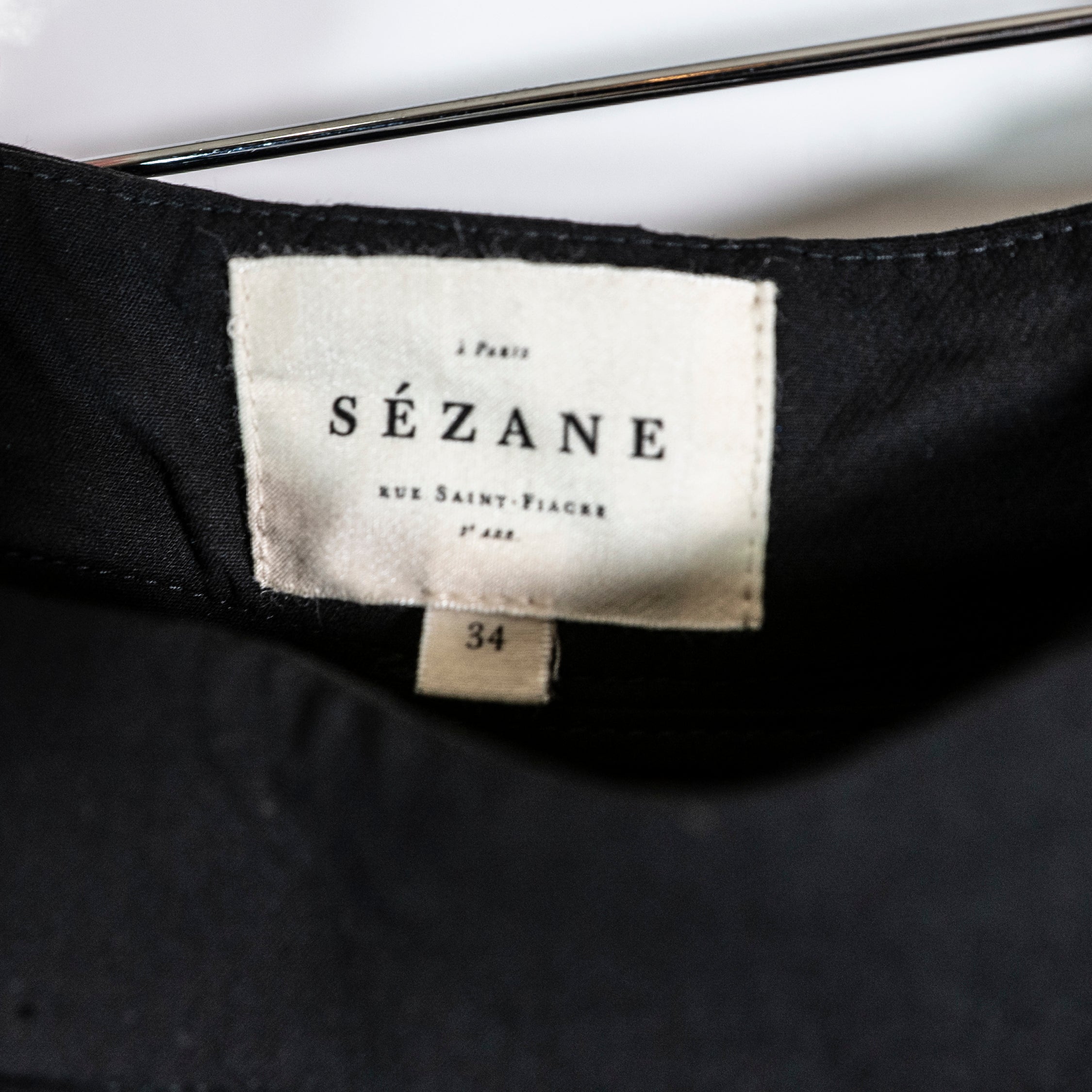 Sezane Women's High Waisted Wide Leg Trouser Pants Solid Black 34 / Small