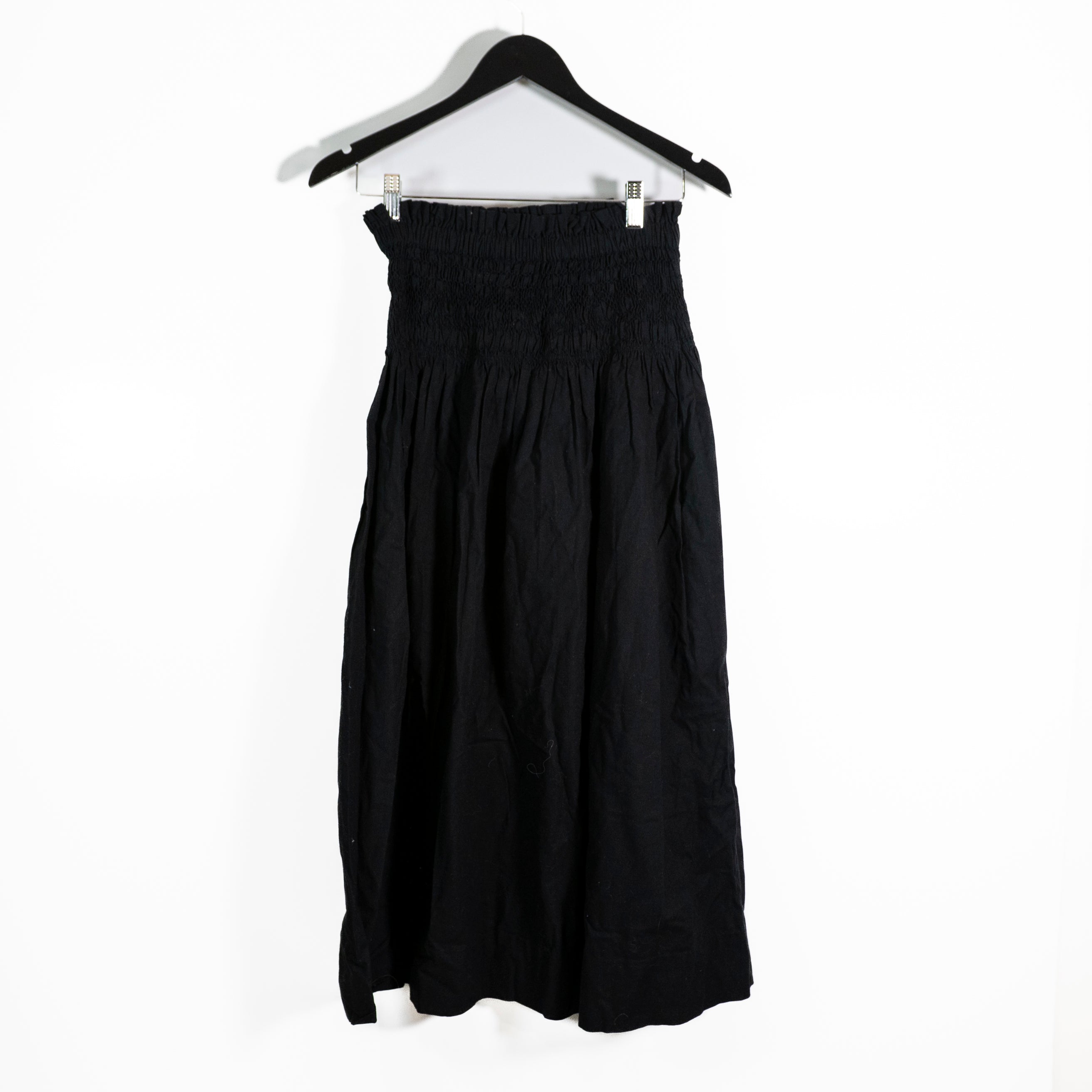 Sea New York Cotton Smocked Waist Pull On Midi Skirt Solid Black Small