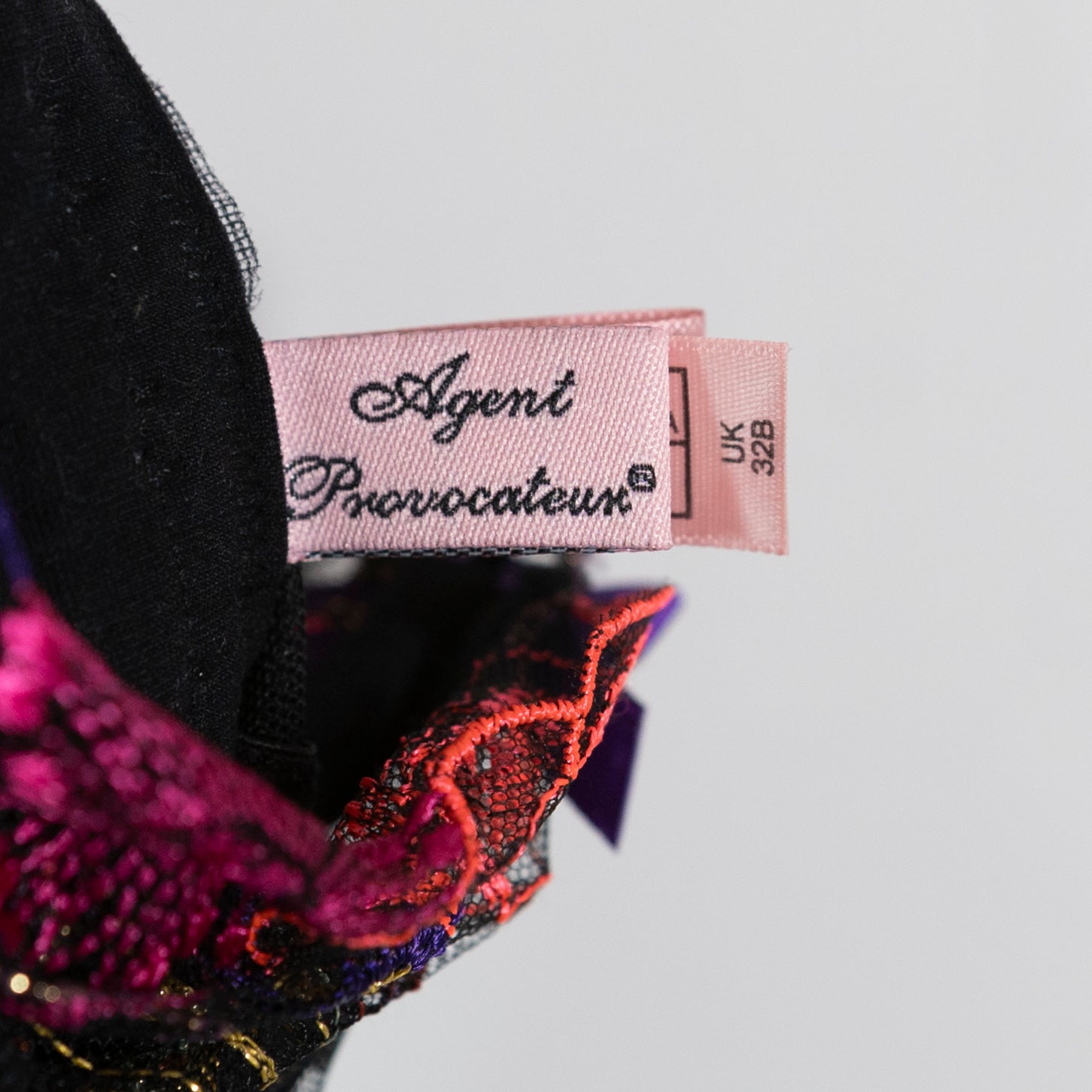 Agent Provocateur Zuri Basque Black Pink Purple Floral Lace Corset Lingerie Top