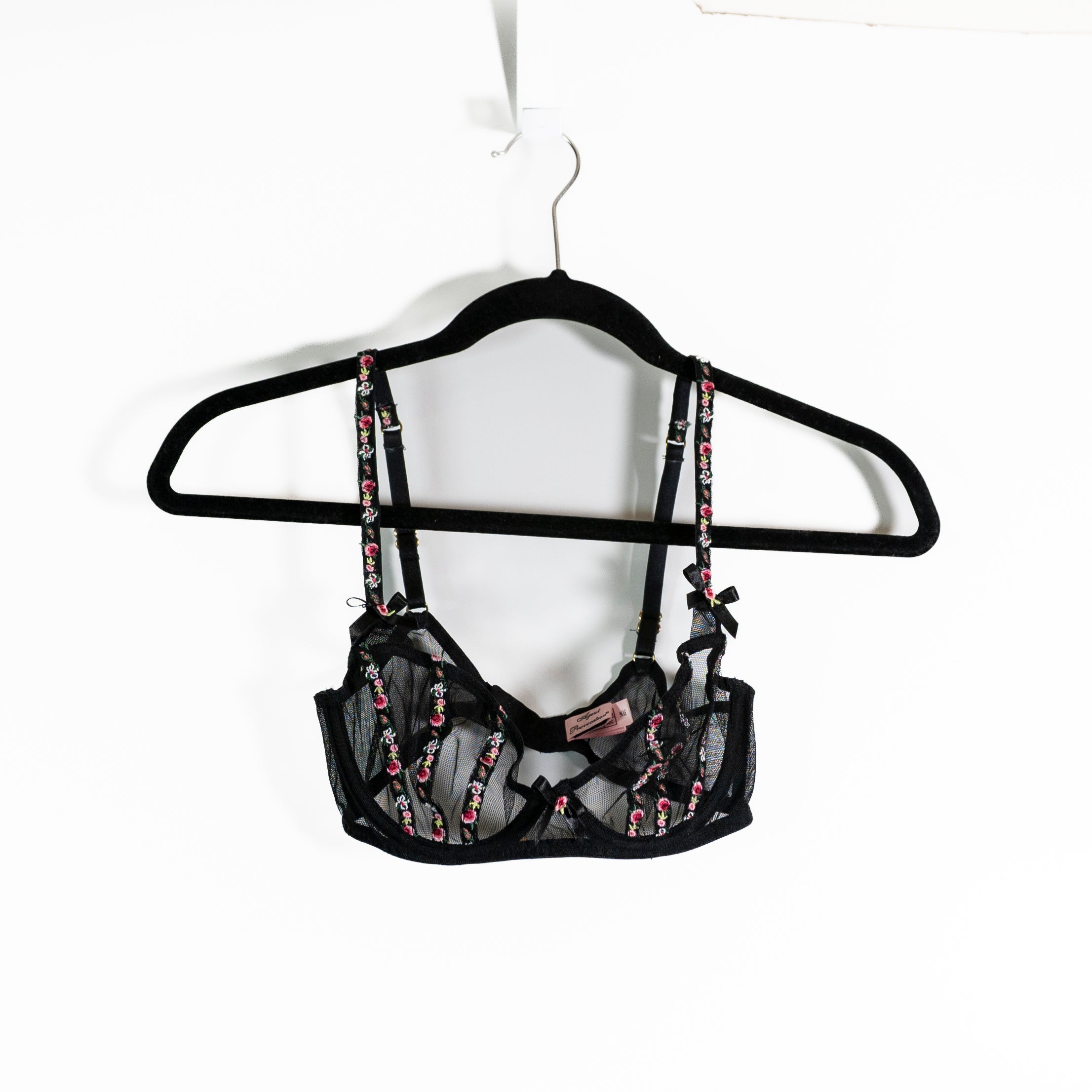 Agent Provocateur Floral Flower Embroidered Underwire Sheer Mesh Lace Bra 32C