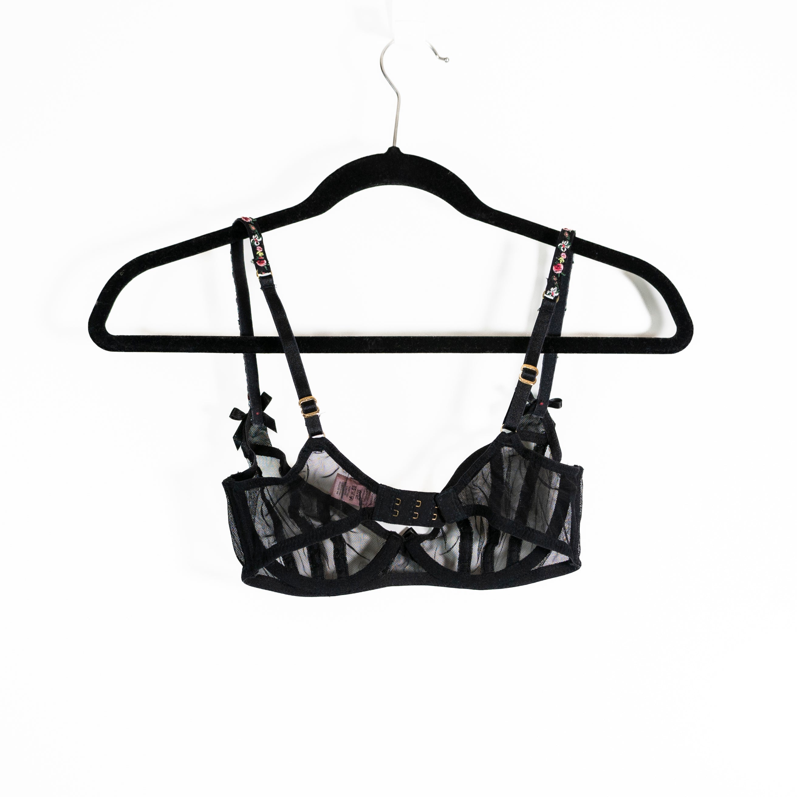Agent Provocateur Floral Flower Embroidered Underwire Sheer Mesh Lace Bra 32C
