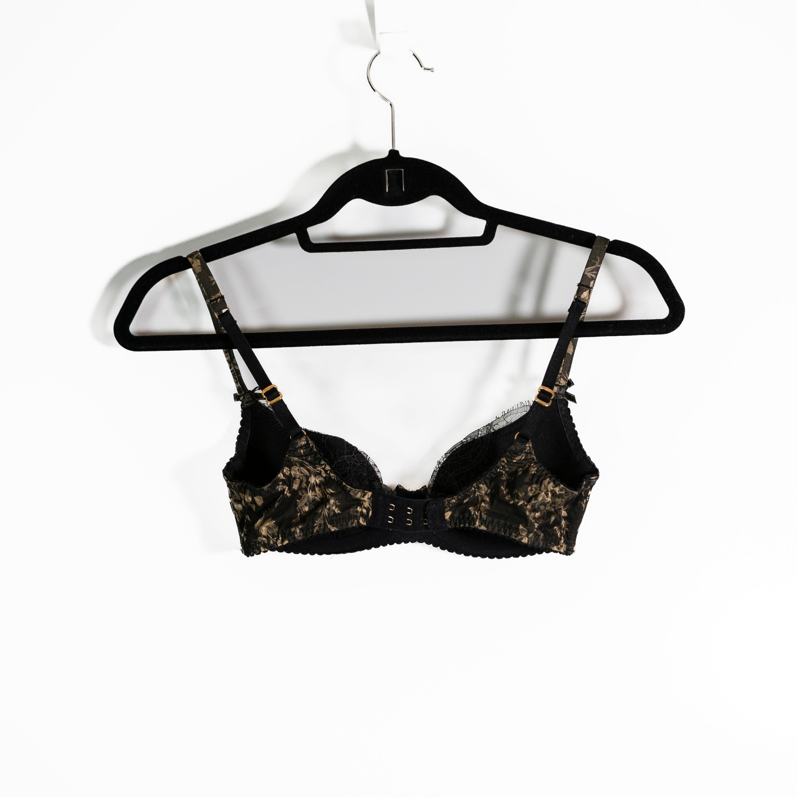 Agent Provocateur Satin Floral Flower Print Pattern Lace Trim Underwire Bra 32C
