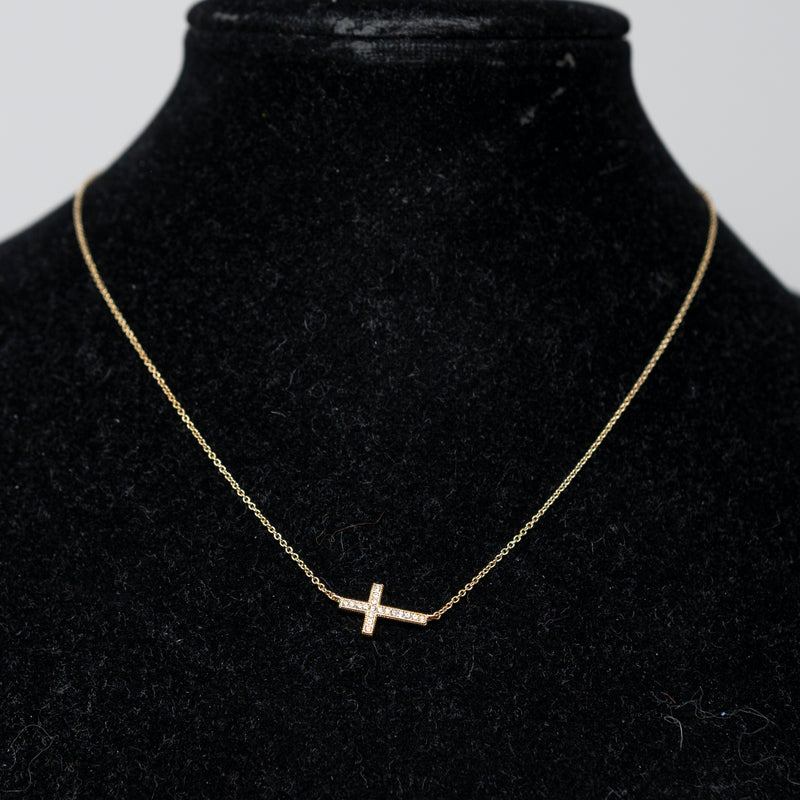 NEW Nadri 14k Yellow Gold Plated Cubic Zirconia Cross Pendant Layering Necklace