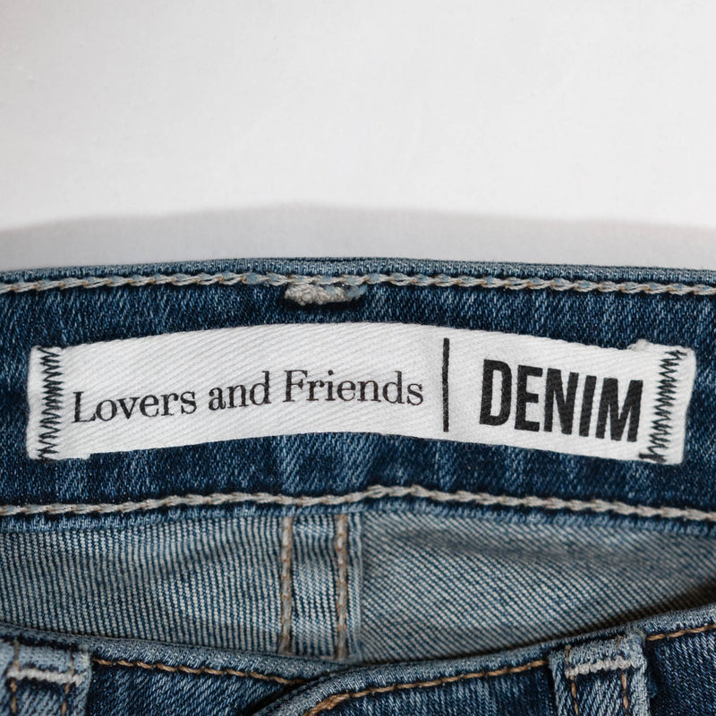 Lovers And Friends Denim Cotton Stretch Distressed Ankle Crop Jeans Indigo 23