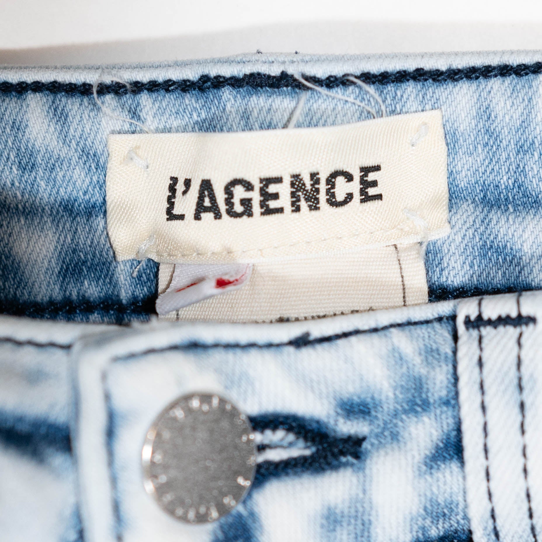 L'Agence Margot High Rise Skinny Cotton Stretch Denim Jeans Celestial Bleached