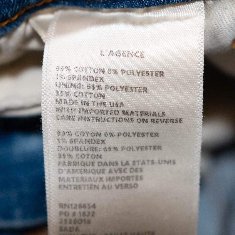 L'Agence Sada High Rise Cropped Slim Cotton Stretch Denim Jeans Reservoir Wash