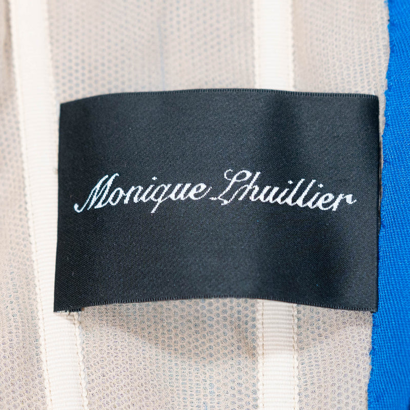 Monique Lhuillier Cobalt Blue Tulle Mesh Pleater Semi Sheer Overlay Mini Dress 2