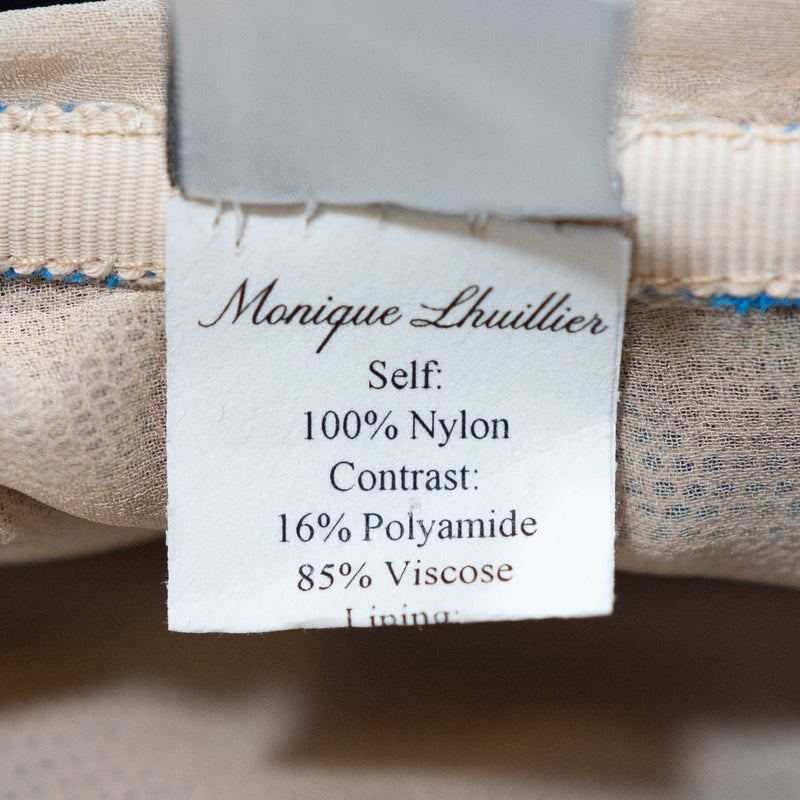 Monique Lhuillier Cobalt Blue Tulle Mesh Pleater Semi Sheer Overlay Mini Dress 2