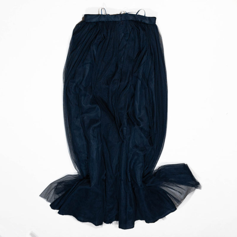 Adrianna Papell Navy Blue Tulle Mesh Mid Rise A Line Cocktail Party Maxi Skirt 0