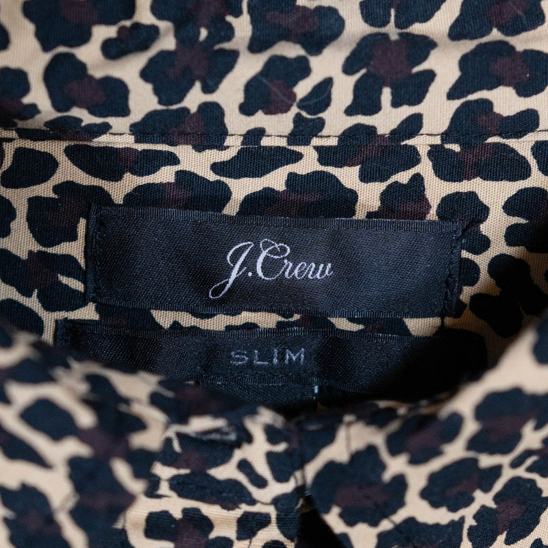J. Crew Perfect Shirt Slim Collared Button Down Cheetah Leopard Print Blouse 8